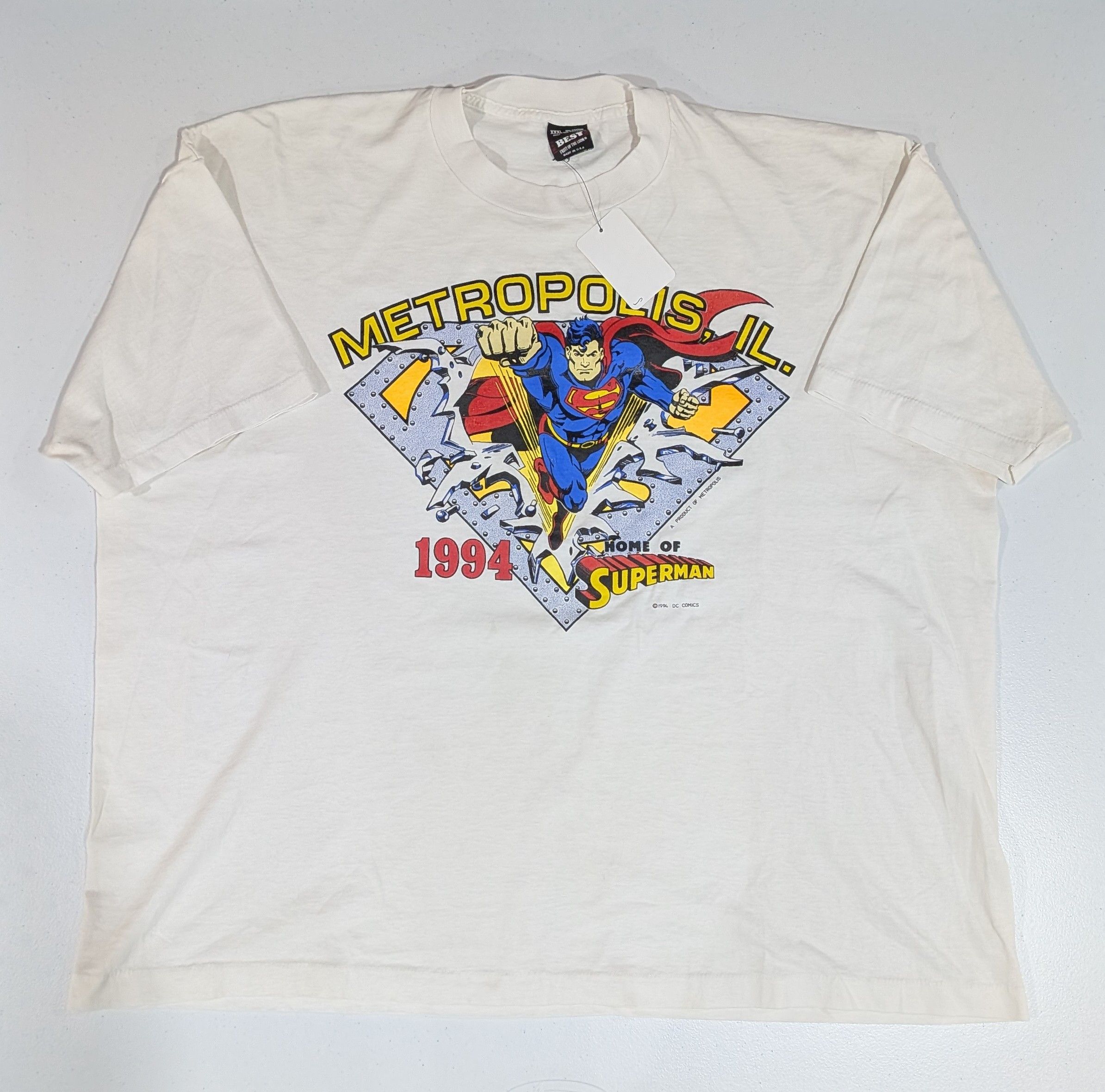Fruit Of The Loom Vintage 1994 Metropolis Il Home Of Superman Graphic Tee Hoodie, Sweatshirt | PodTeesHub.com