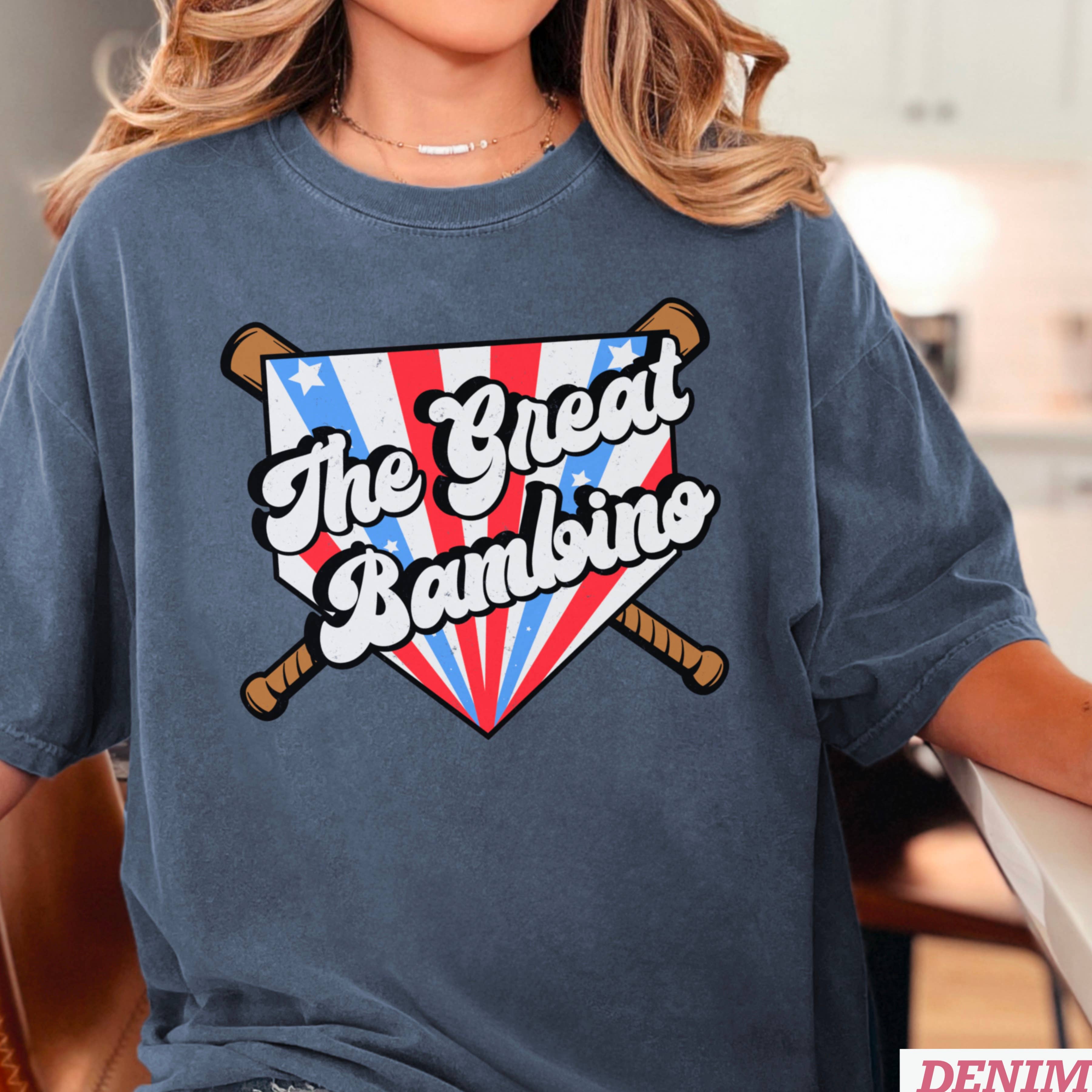 The Great Bambino Baseball Graphic Shirt | Comfort Colors Hoodie, Sweatshirt | PodTeesHub.com