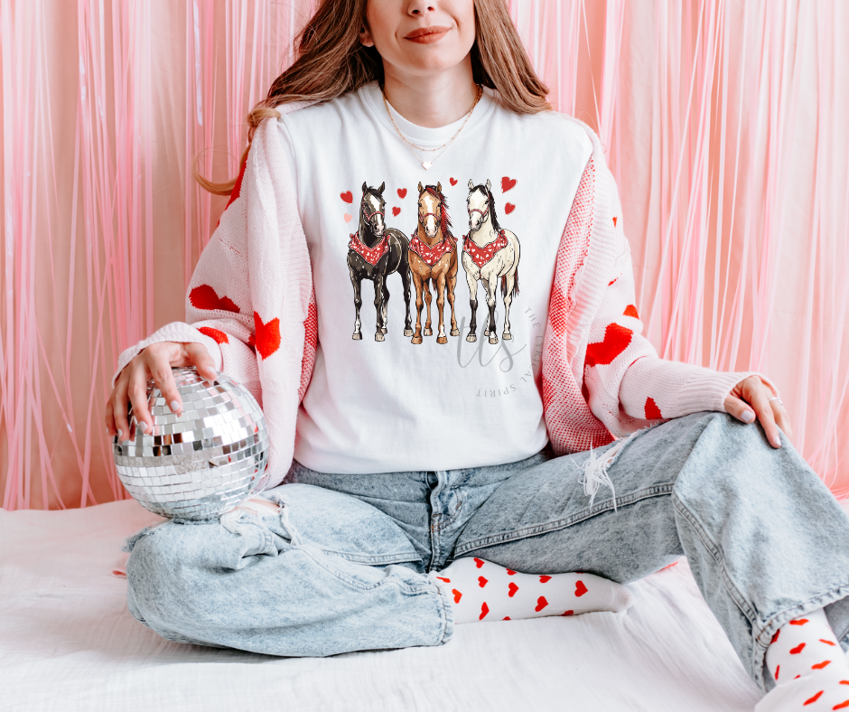 Valentine's Horses Comfort Colors T-Shirt Hoodie, Sweatshirt | PodTeesHub.com