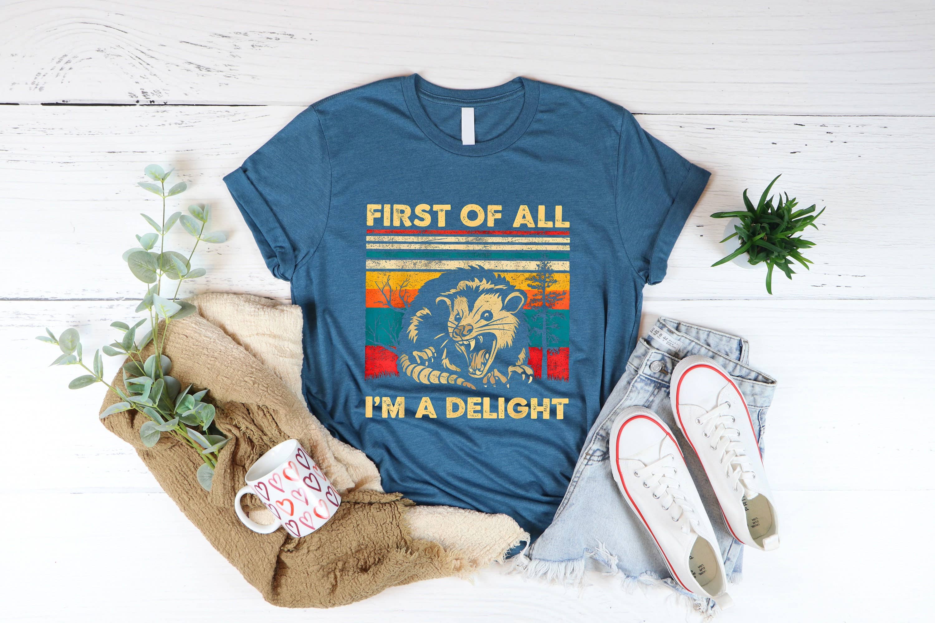 First of All I'm A Delight Shirt - Sarcastic Opossum Lover Hoodie, Sweatshirt | PodTeesHub.com
