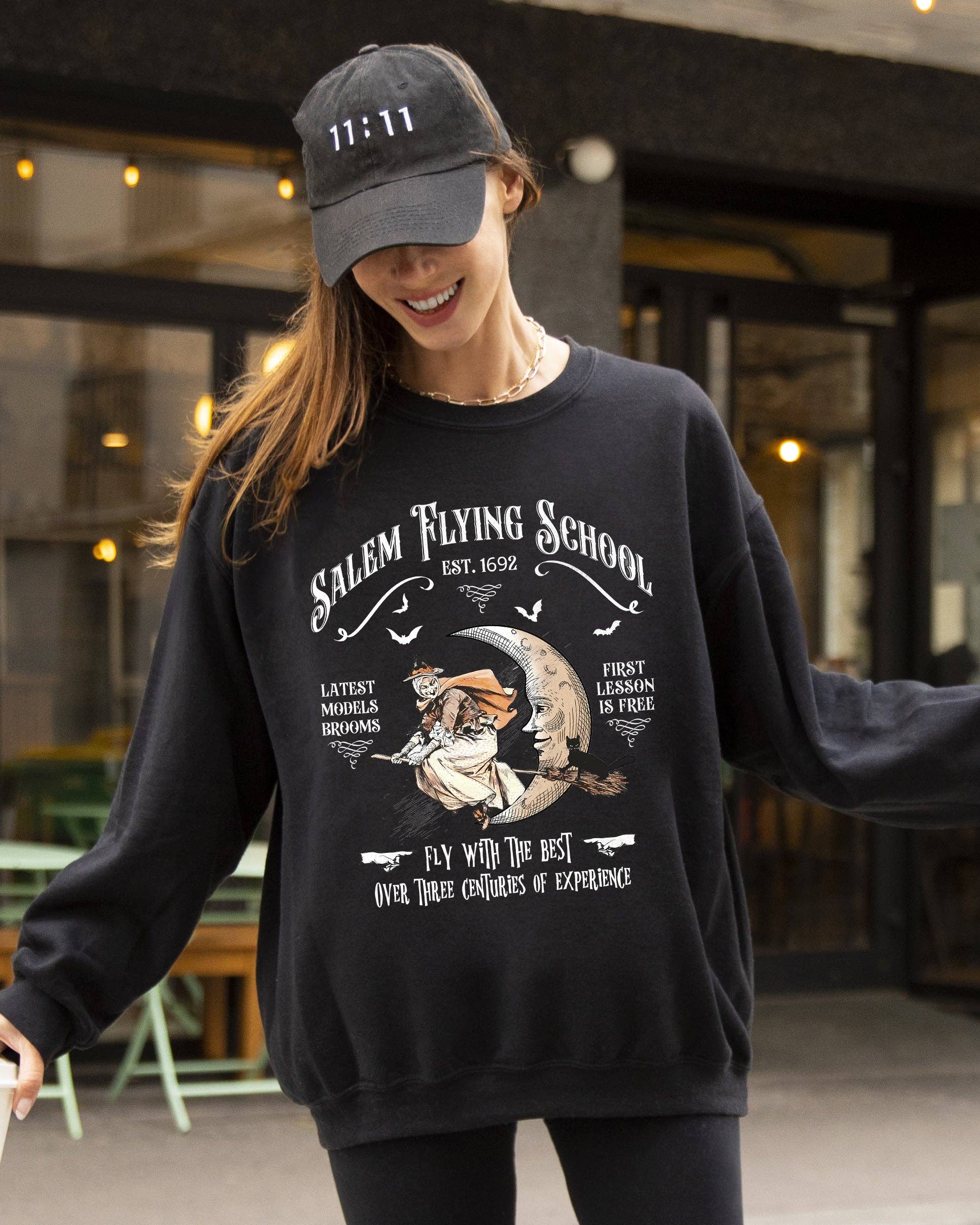 Salem, Flying School, Skeleton, Funny, Halloween Sweatshirt T-Shirts, Hoodie | PodTeesHub.com