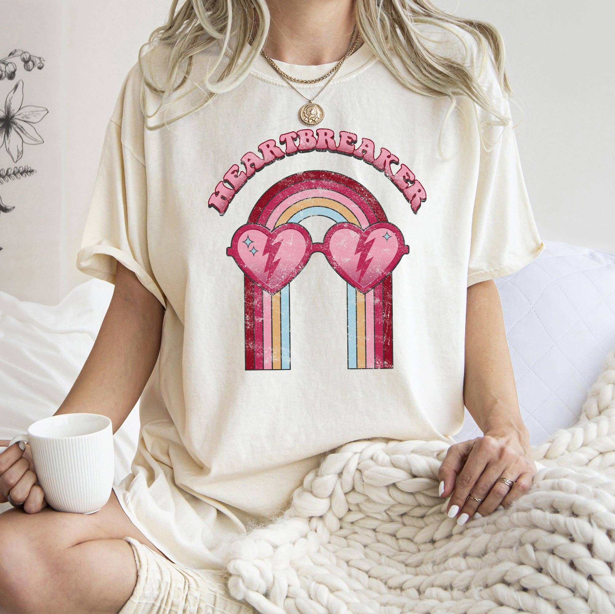 Heart Breaker, Love, Sunglasses, Retro, Comfort Colors Tshirt, Valentine's Day Hoodie, Sweatshirt | PodTeesHub.com
