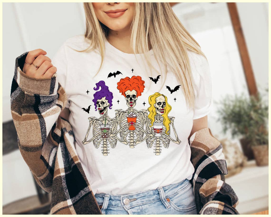 Sanderson Coffee Skeletons - Hocus Pocus Halloween Shirt Hoodie, Sweatshirt | PodTeesHub.com