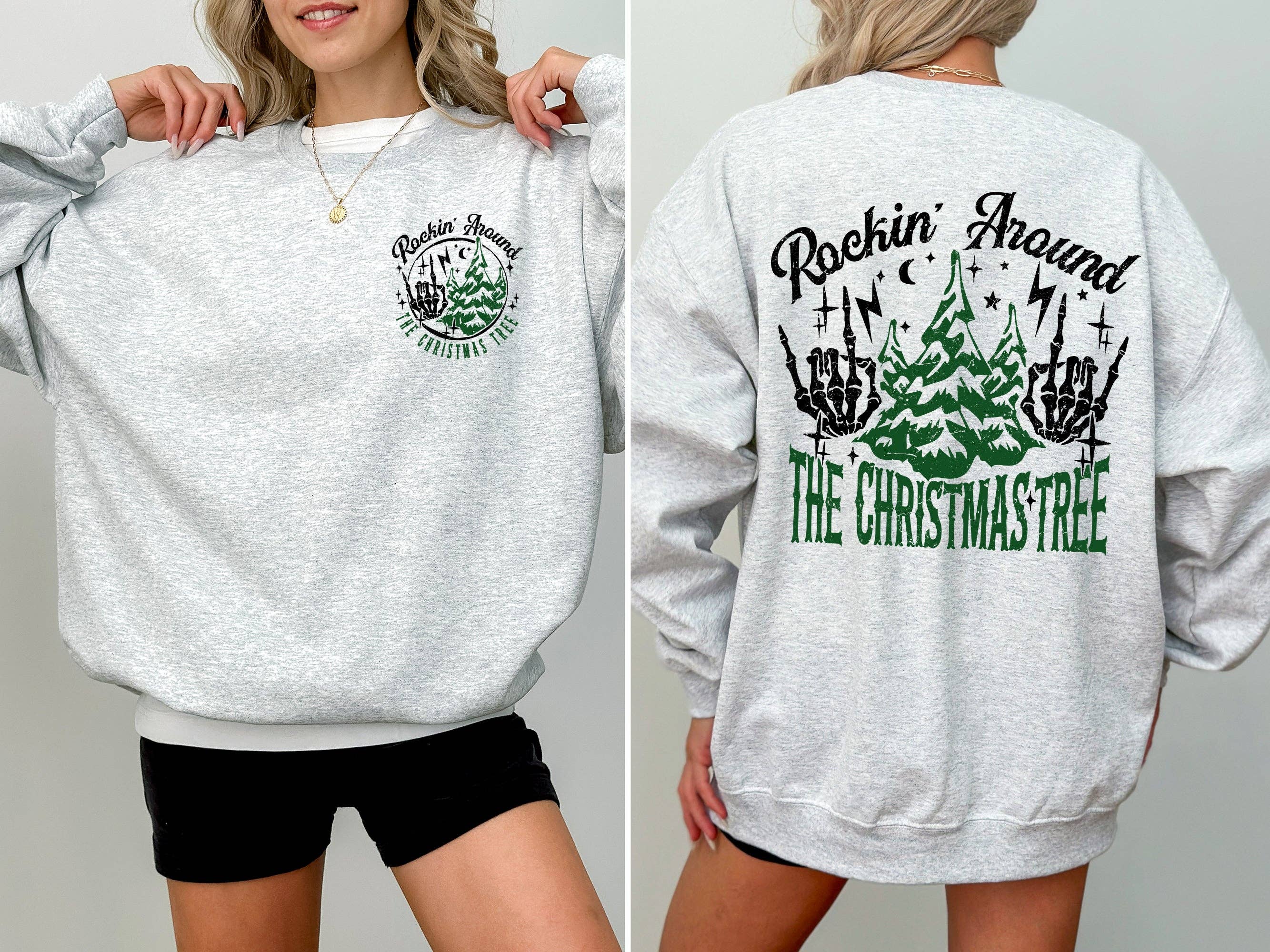 Rockin Around the Christmas Tree, Skeleton, Xmas Sweatshirt T-Shirts, Hoodie | PodTeesHub.com