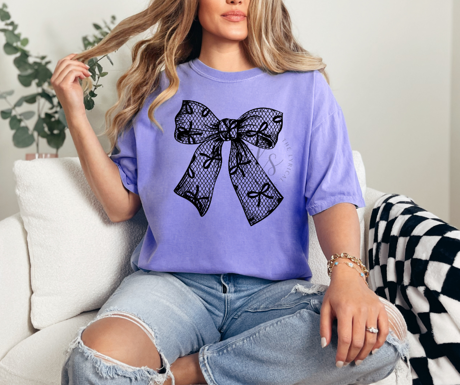 Exclusive Black Lace Bow T-Shirt Hoodie, Sweatshirt | PodTeesHub.com