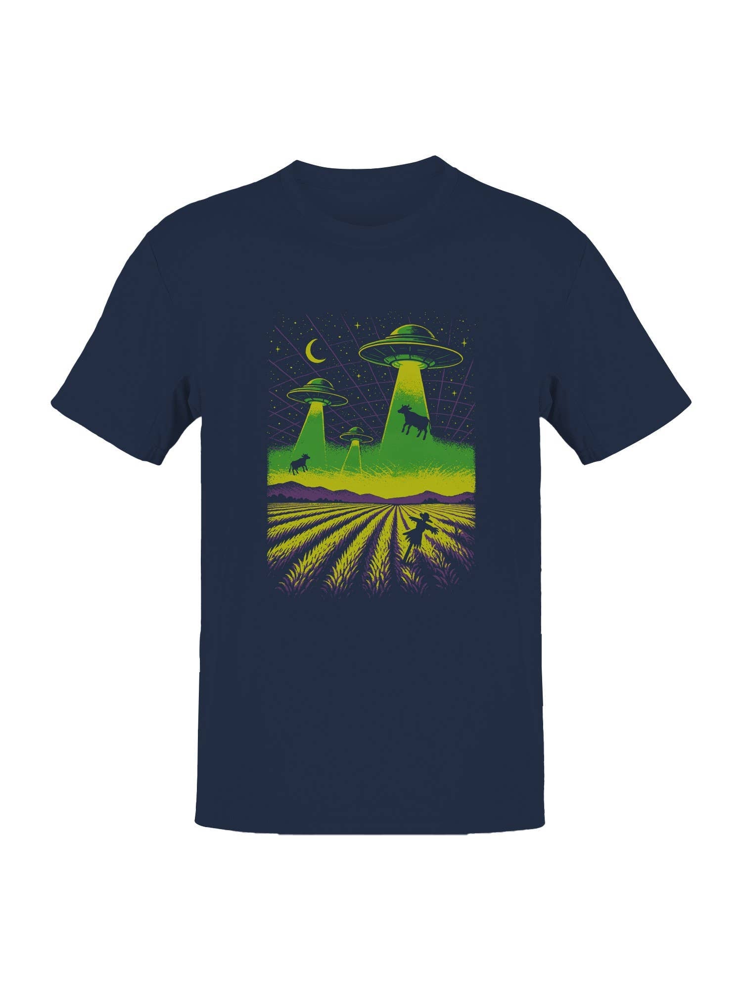 Alien Cow Abduction Fields Men's T-Shirt Hoodie, Sweatshirt | PodTeesHub.com