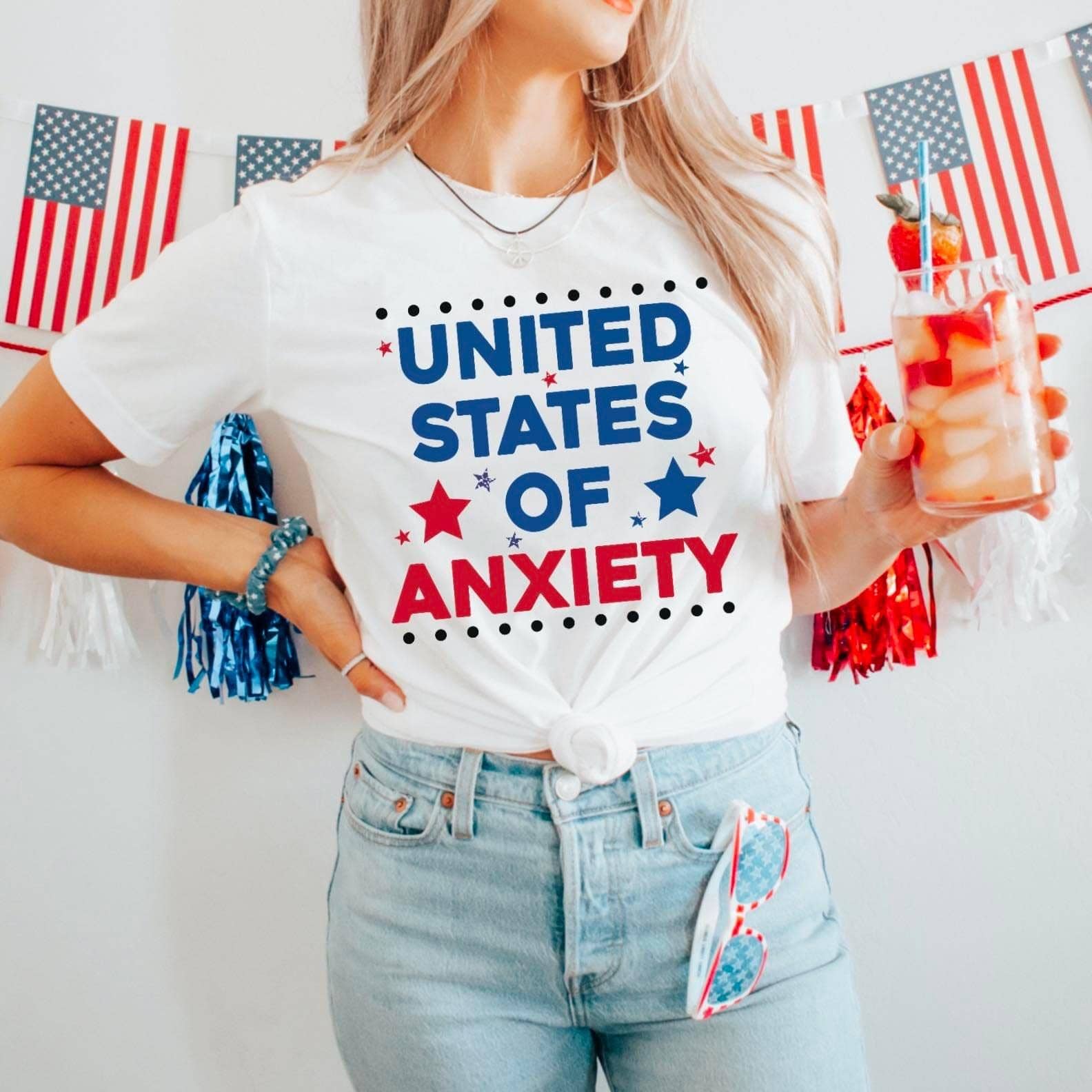 United States of Anxiety Comfort Color Graphic Tee Hoodie, Sweatshirt | PodTeesHub.com