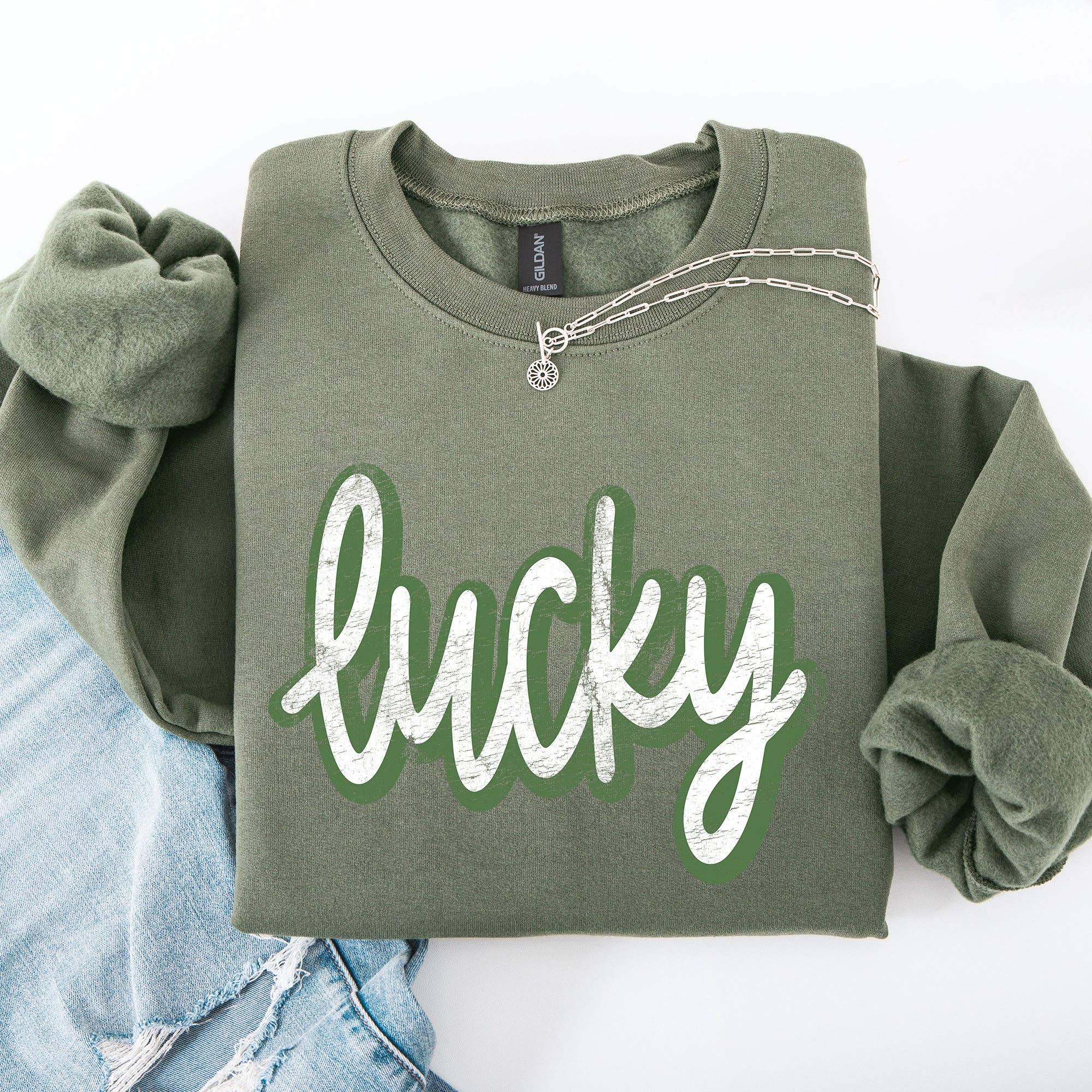 Lucky, Cursive, Vintage St Patrick's Day Shamrock Sweatshirt T-Shirts, Hoodie | PodTeesHub.com