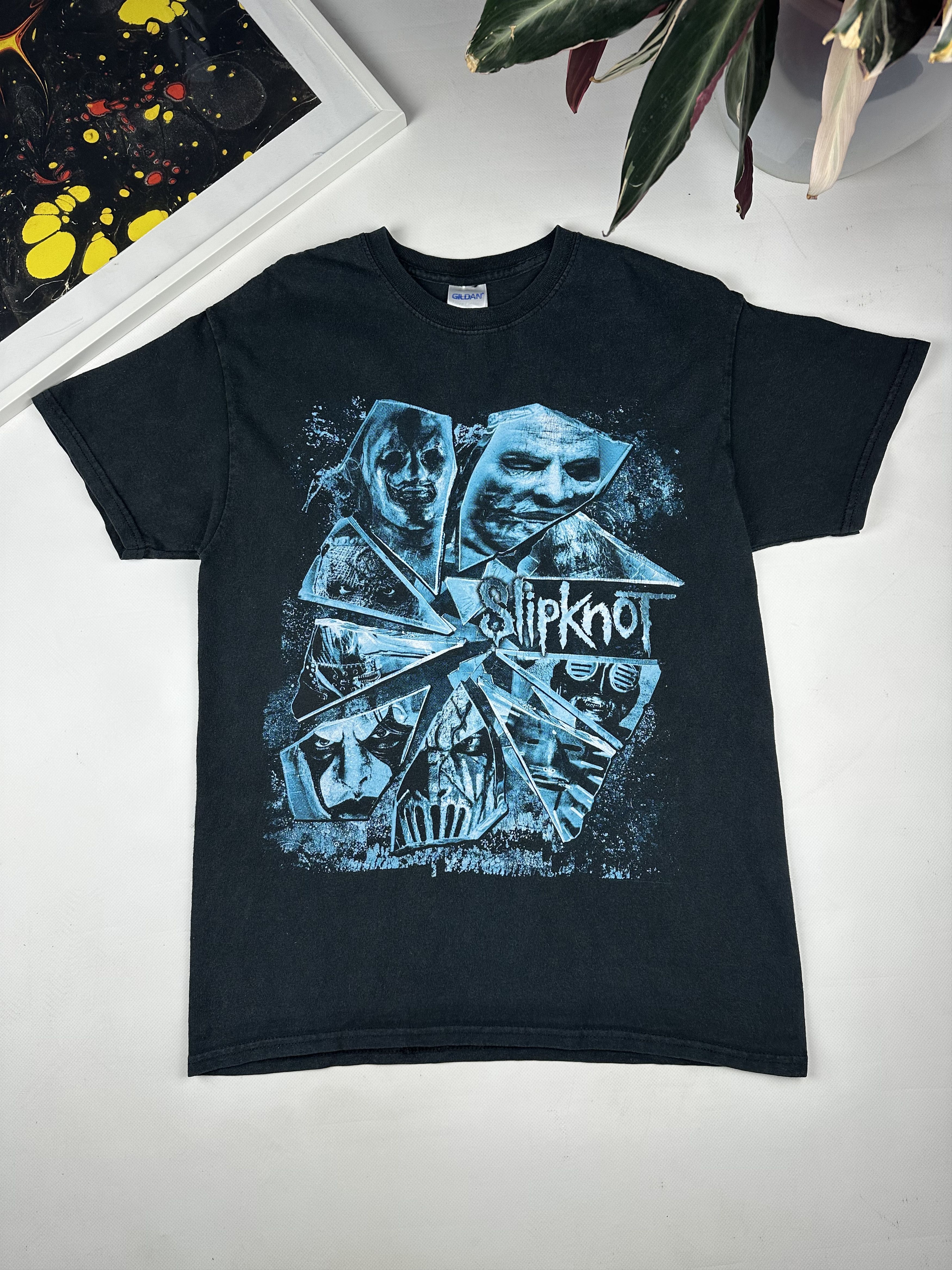 Band Tees Vintage Slipknot T Shirt Faded Black Band Tee Hoodie, Sweatshirt | PodTeesHub.com