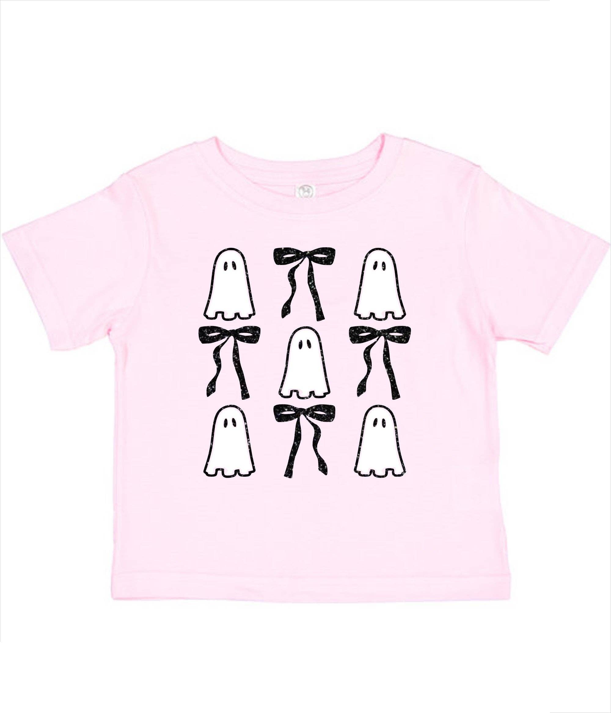 Youth Ghost Bow Trio Stack Double Puff-Glitter Tee Hoodie, Sweatshirt | PodTeesHub.com