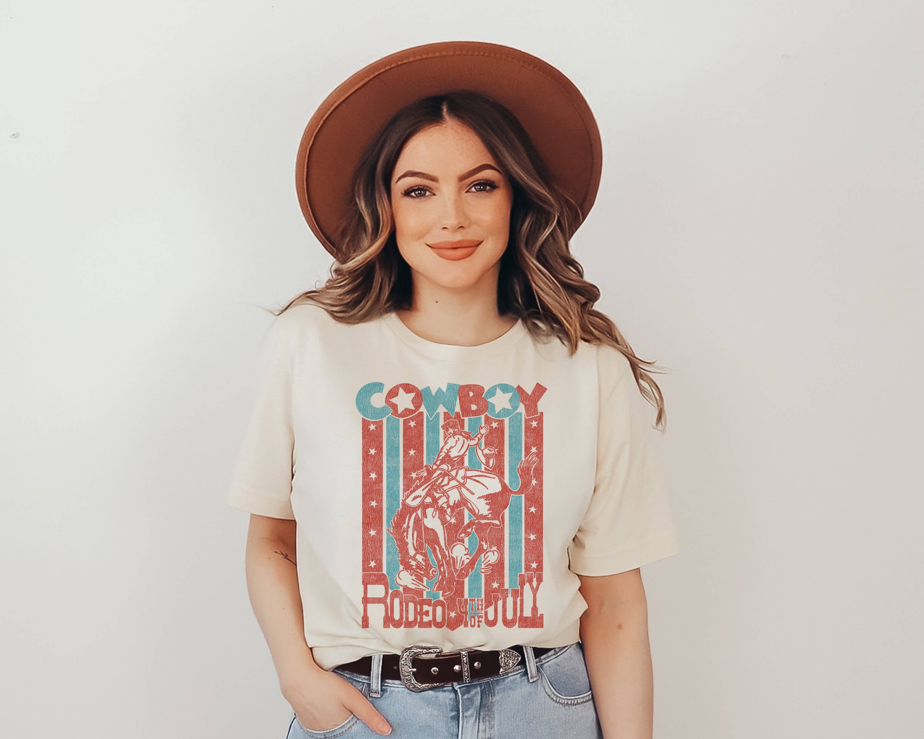 Cowboy Rodeo 4th of July Tee | Patriotic T Shirt Hoodie, Sweatshirt | PodTeesHub.com