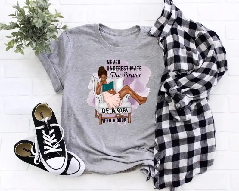 Never Underestimate the Power of A Girl with A Book T-Shirt Hoodie, Sweatshirt | PodTeesHub.com