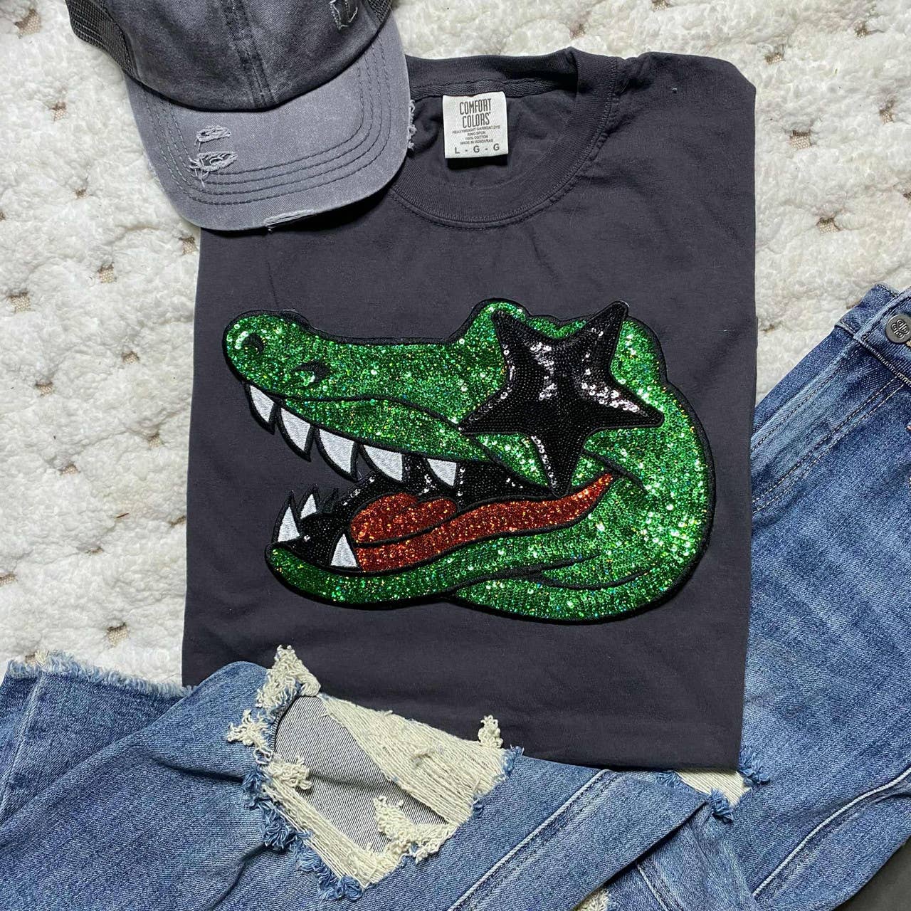 Gator Starry Eyes Sequin Tee Hoodie, Sweatshirt | PodTeesHub.com