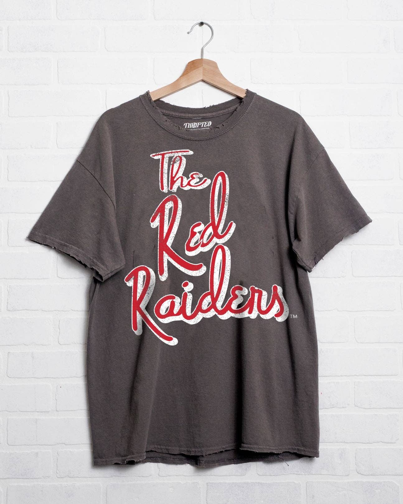 Texas Tech Red Raiders Beverly Charcoal Thrifted Tee Hoodie, Sweatshirt | PodTeesHub.com