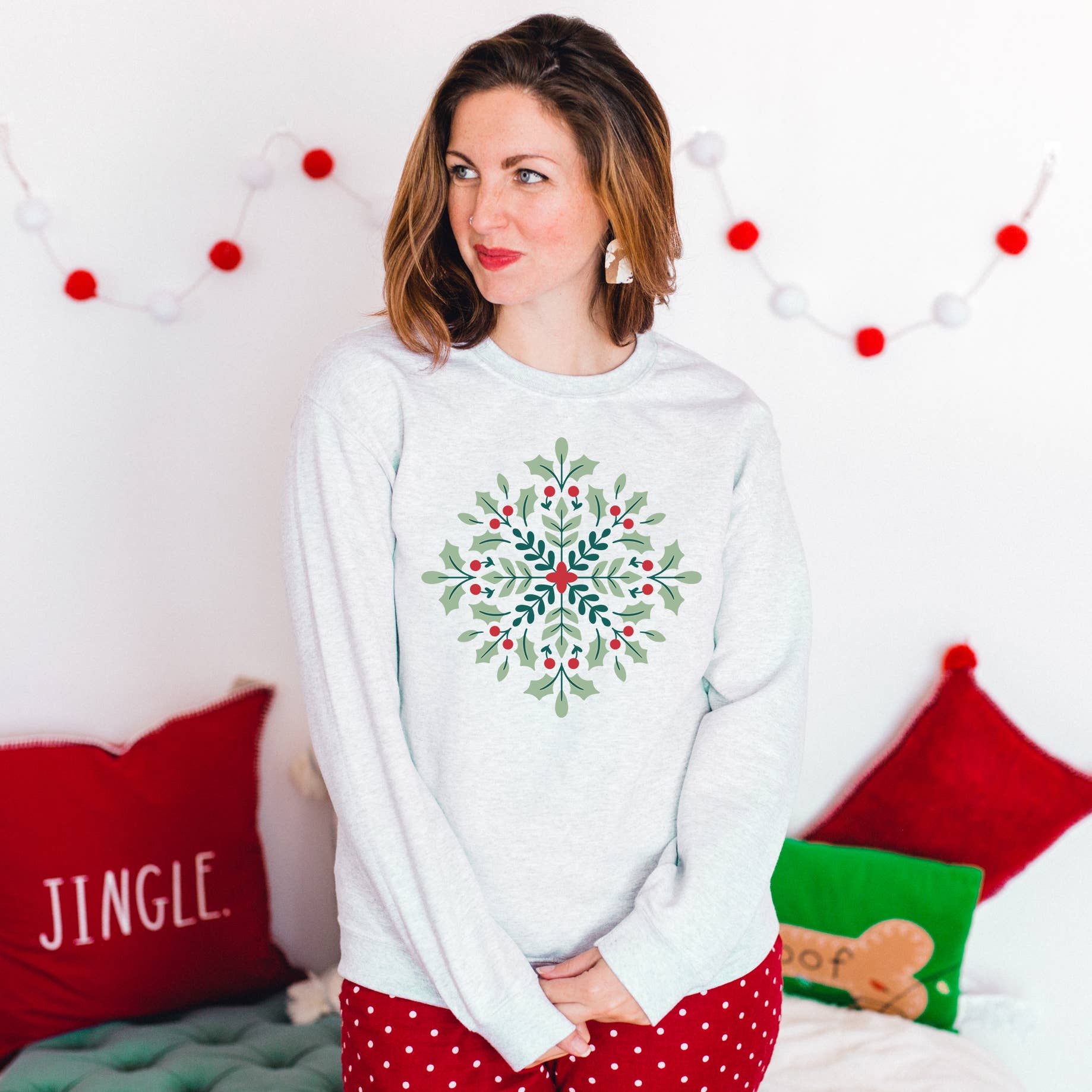 Christmas Snowflake Crewneck Sweatshirt | Holiday T-Shirts, Hoodie | PodTeesHub.com