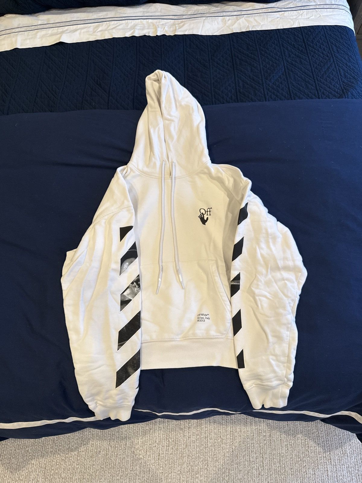 White Off White Caravaggio Arrow Over Hoodie T-Shirts, Sweatshirt | PodTeesHub.com