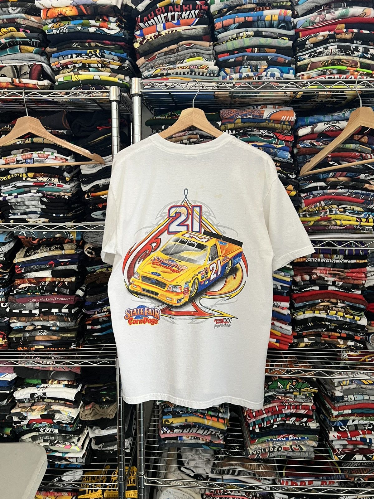 Nascar 2000s Elliot Sadler 21 State Fair Corn Dogs Racing Tee Hoodie, Sweatshirt | PodTeesHub.com