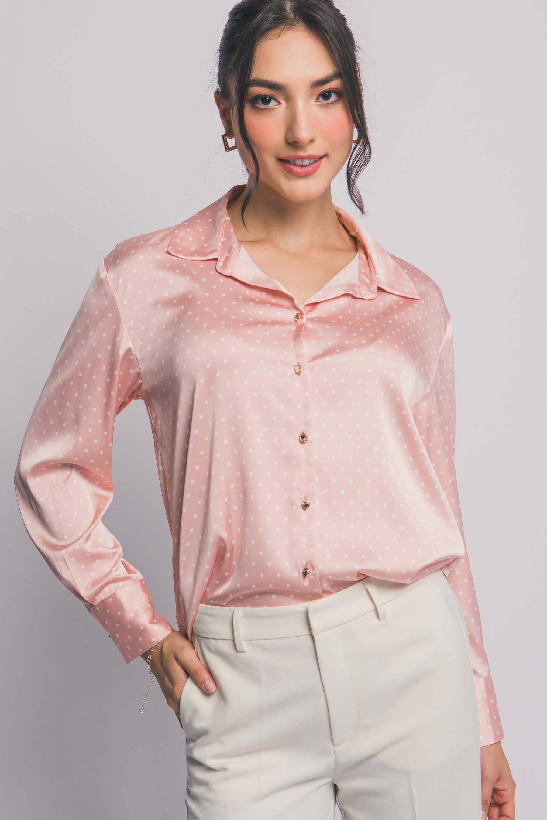1212 Polka Dot Satin Spread Collar Shirt SI-29186 Hoodie, Sweatshirt | PodTeesHub.com