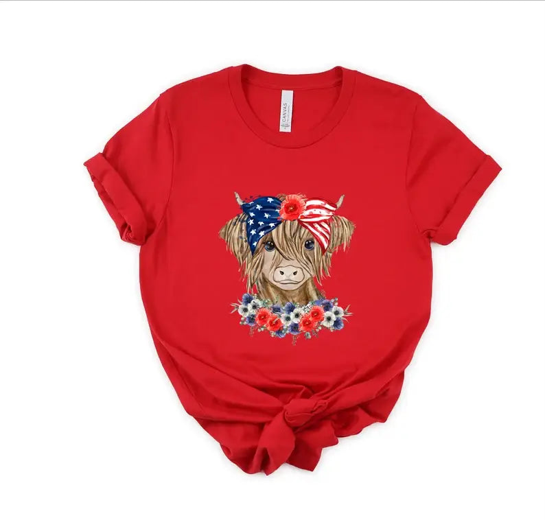4th of July Cow T-Shirt Hoodie, Sweatshirt | PodTeesHub.com