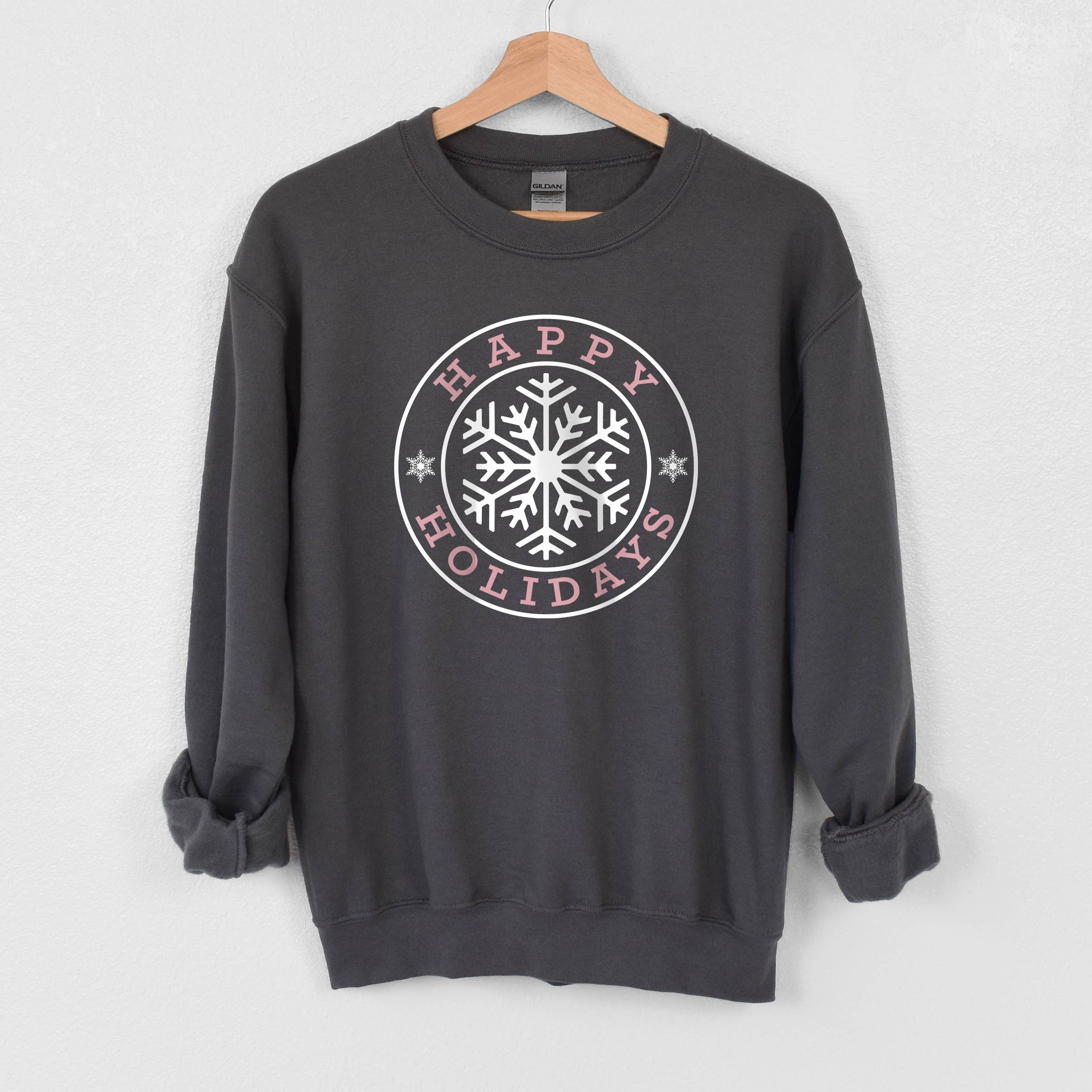 Happy Holidays Snowflake Crewneck Sweatshirt | Christmas T-Shirts, Hoodie | PodTeesHub.com