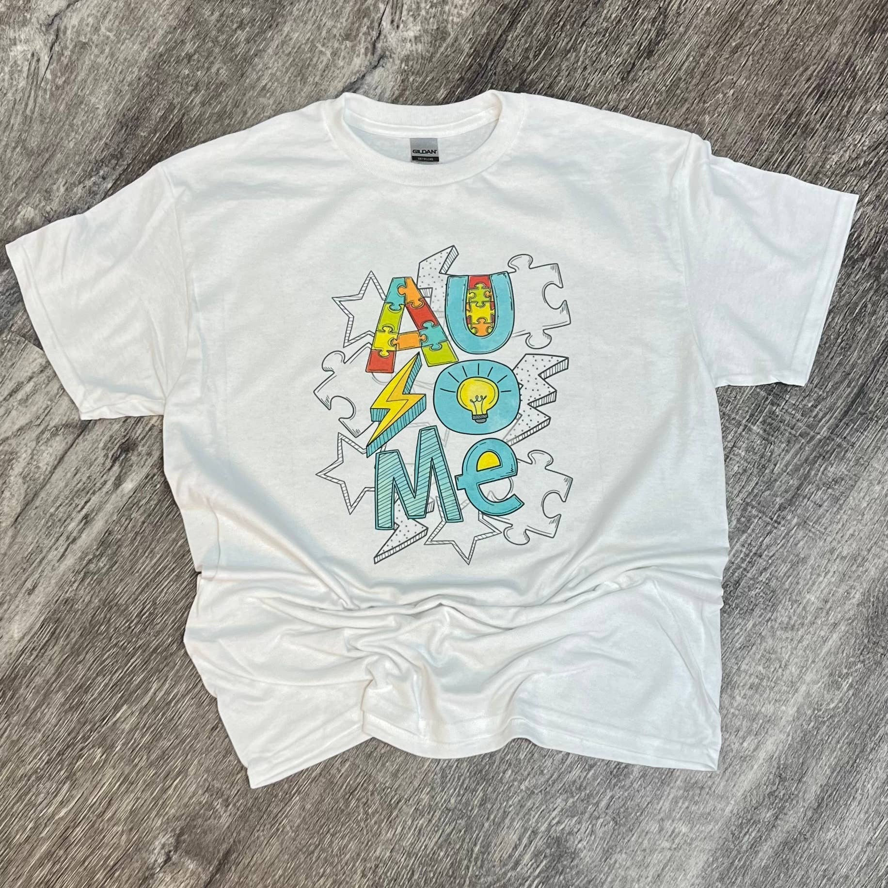 Ausome Autism Puzzle Pieces On White Tee Hoodie, Sweatshirt | PodTeesHub.com
