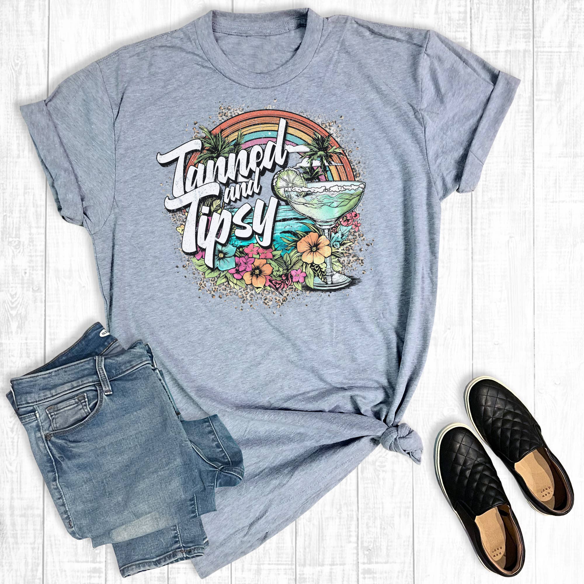Summer Tanned and Tipsy Graphic Tee Hoodie, Sweatshirt | PodTeesHub.com