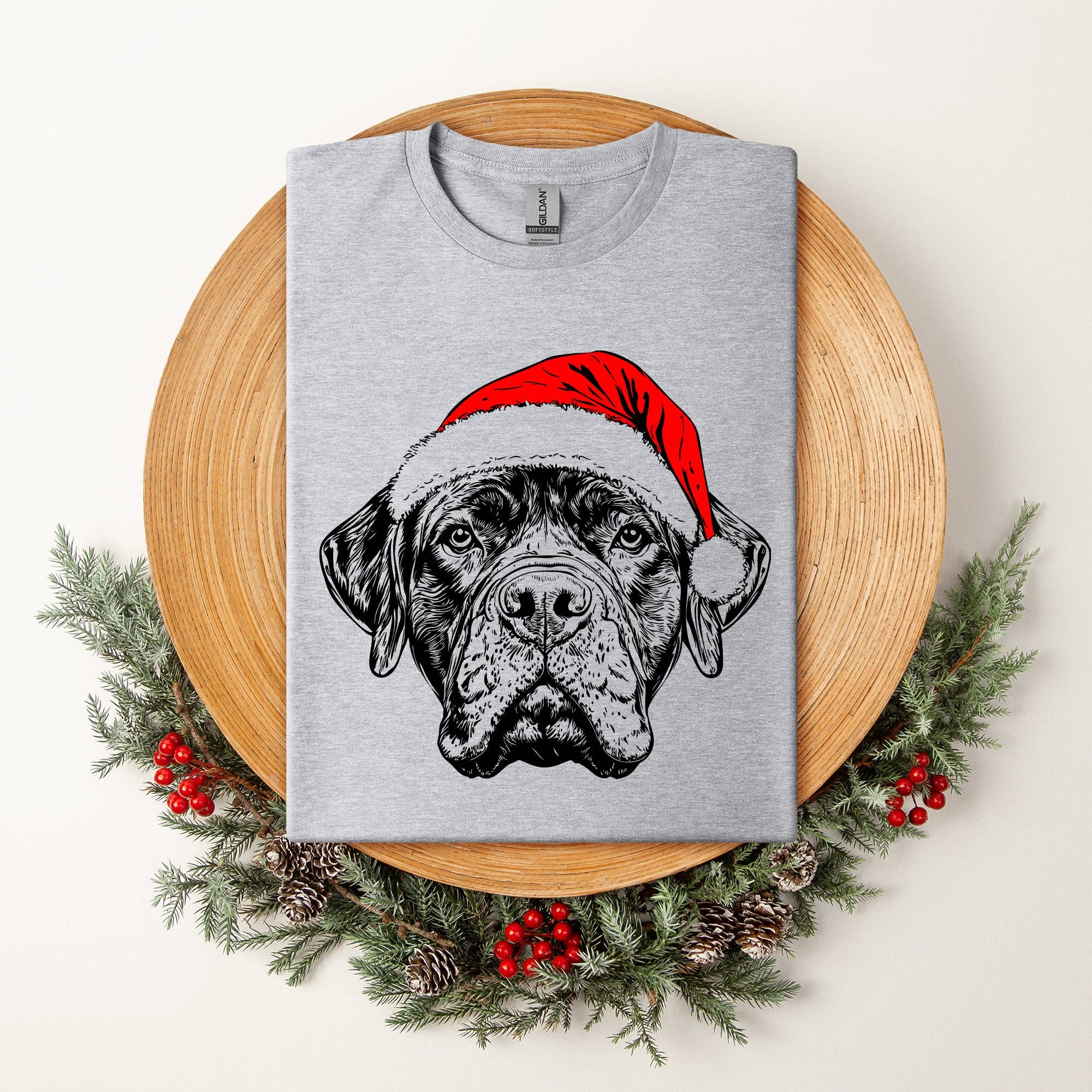 Bull Mastiff, Santa, Dog, Christmas, Dog Lover, Pet T-Shirt Hoodie, Sweatshirt | PodTeesHub.com