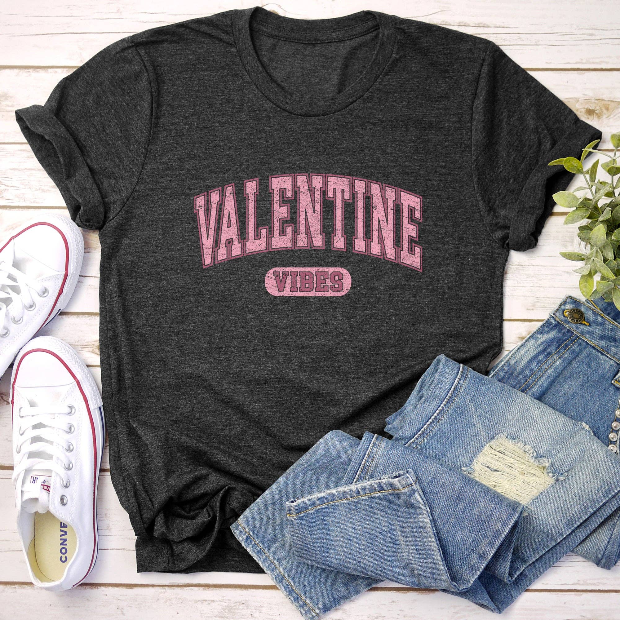 Valentine Vibes Collegiate Super Soft T-Shirt Hoodie, Sweatshirt | PodTeesHub.com