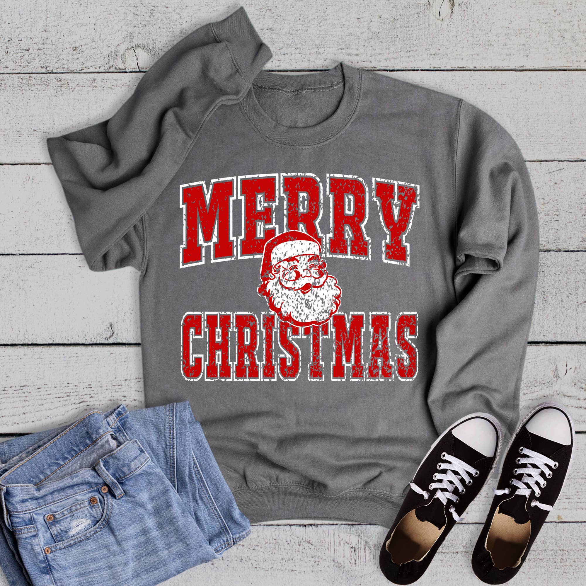 Christmas Retro Santa Merry Sweatshirt T-Shirts, Hoodie | PodTeesHub.com