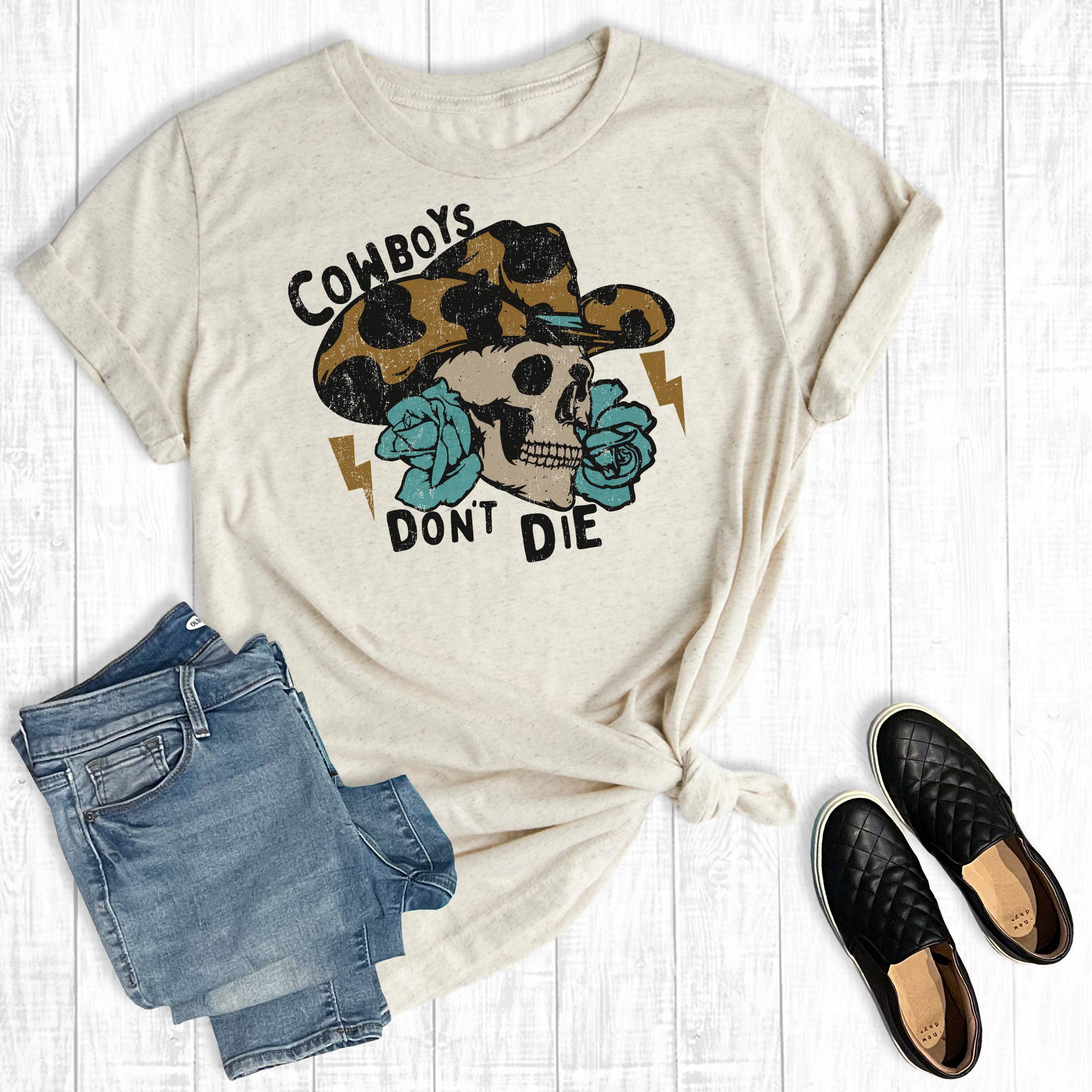 Western Cowboys Don't Die Graphic Tee Hoodie, Sweatshirt | PodTeesHub.com