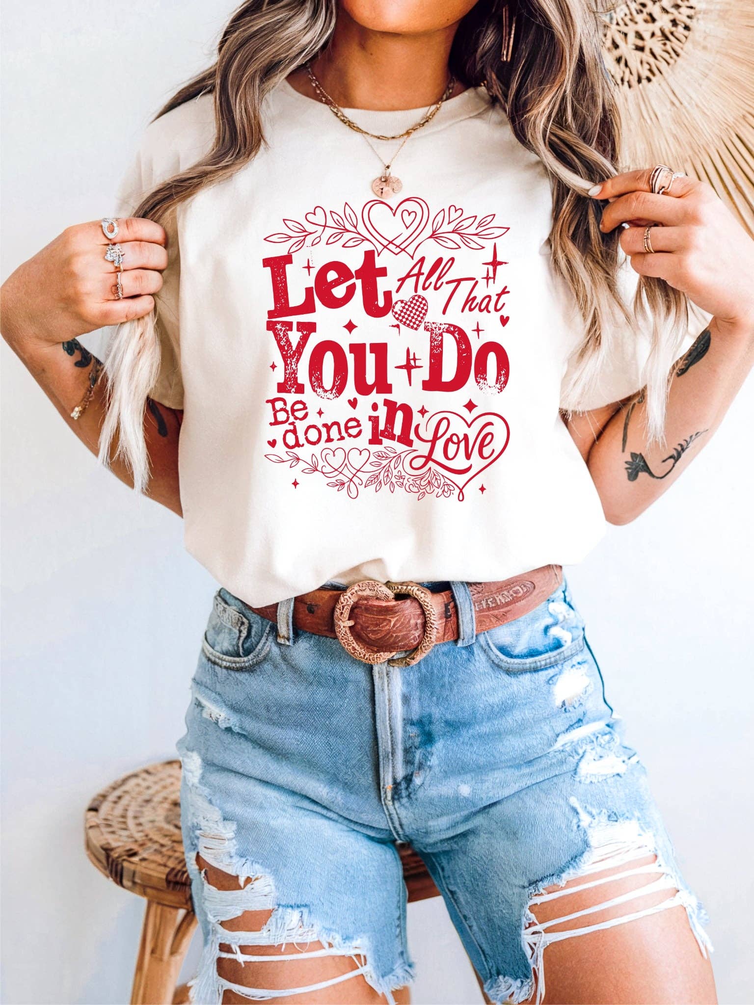 Christian Let All That U Do in Love Bella Cream Graphic Tee Hoodie, Sweatshirt | PodTeesHub.com