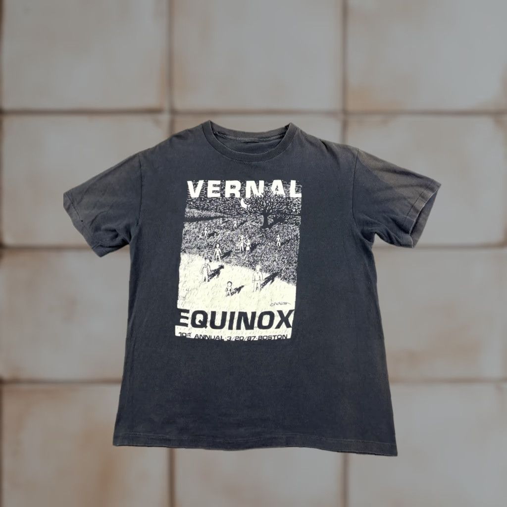 Vintage Vernal Equinox T Shirt 90s 80s Black Size S Men Crew Neck Short Sleeve Graphic Print Hoodie, Sweatshirt