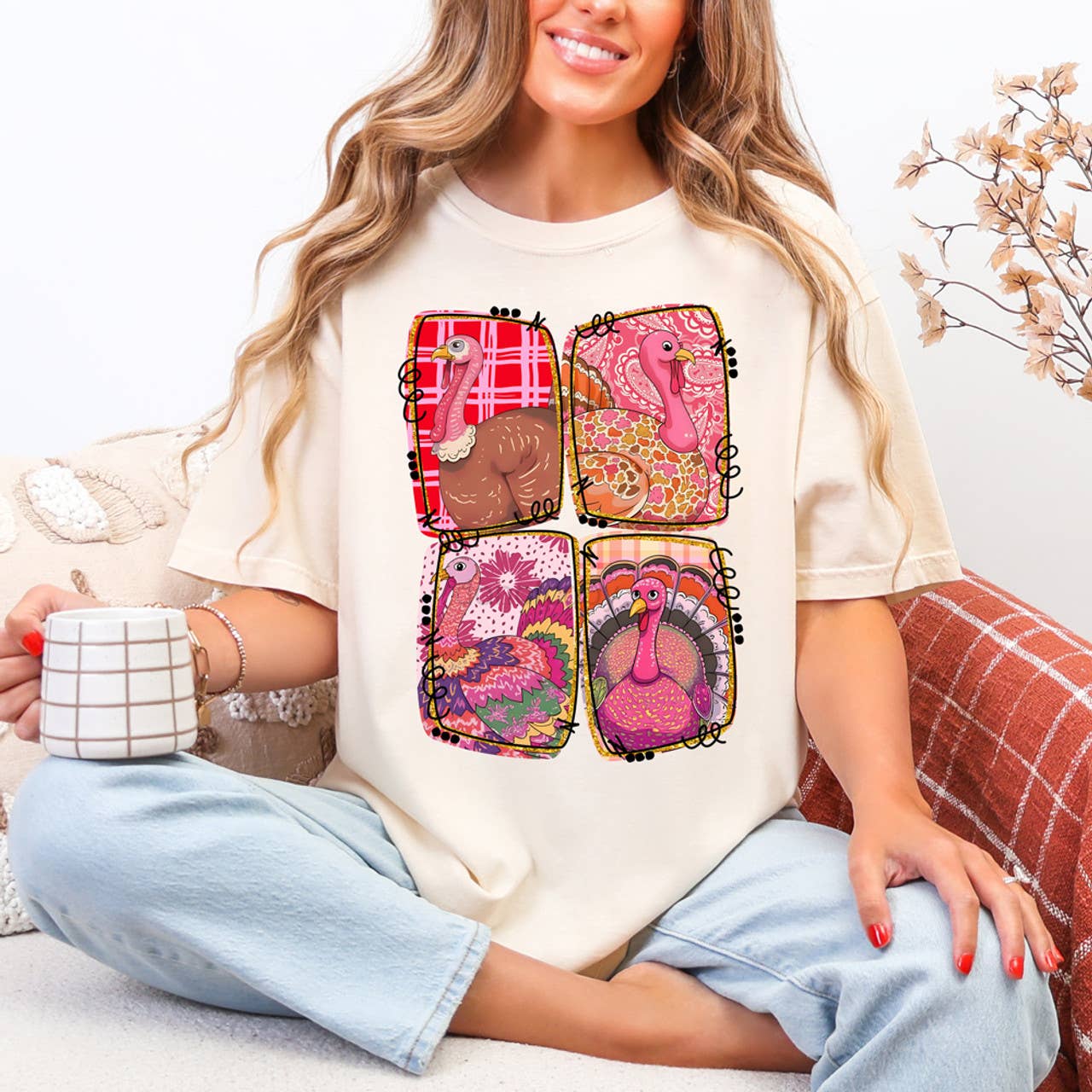 Whimsy Turkeys Tee Hoodie, Sweatshirt | PodTeesHub.com