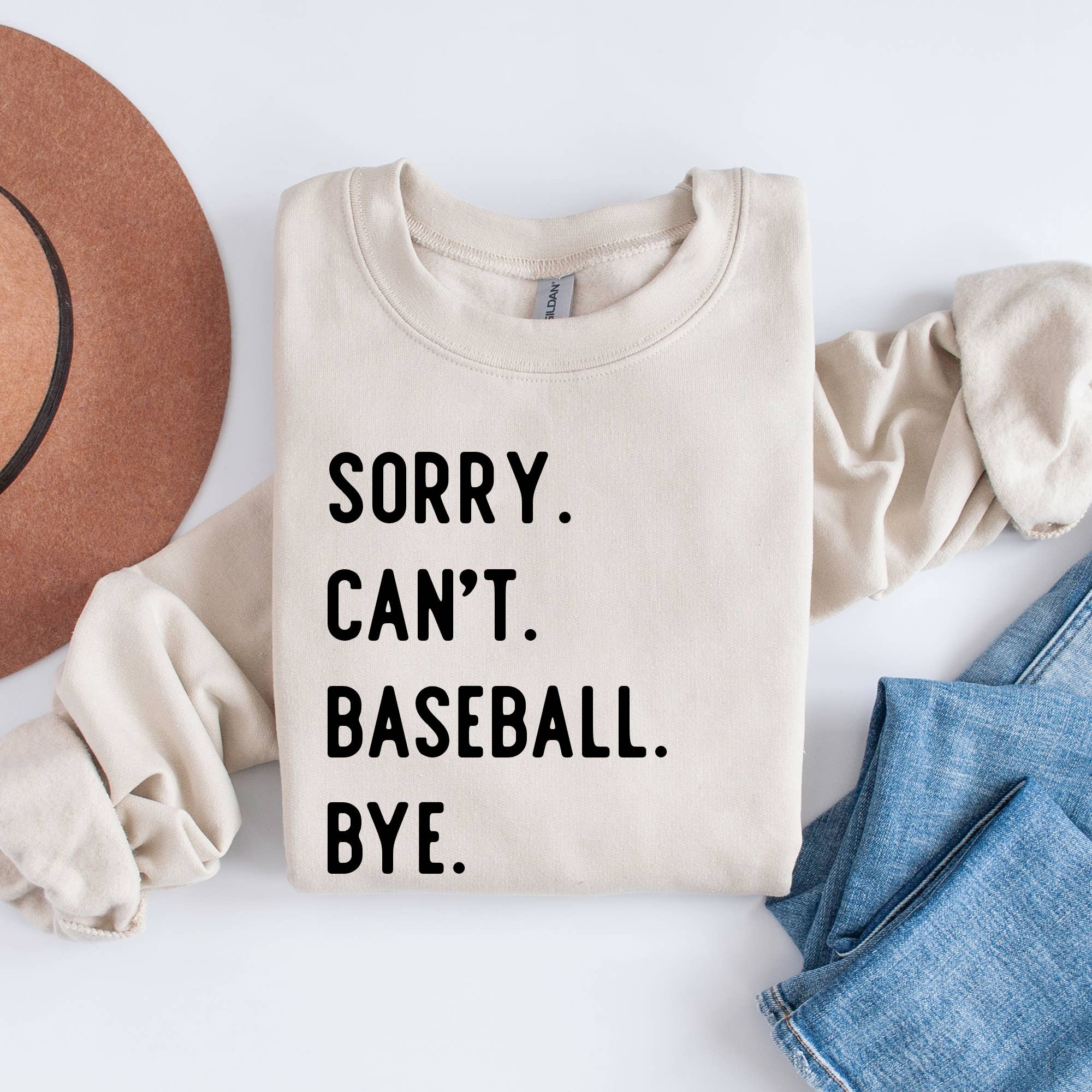 Sorry Can't Baseball Bye Crewneck Sweatshirt, Baseball T-Shirts, Hoodie | PodTeesHub.com