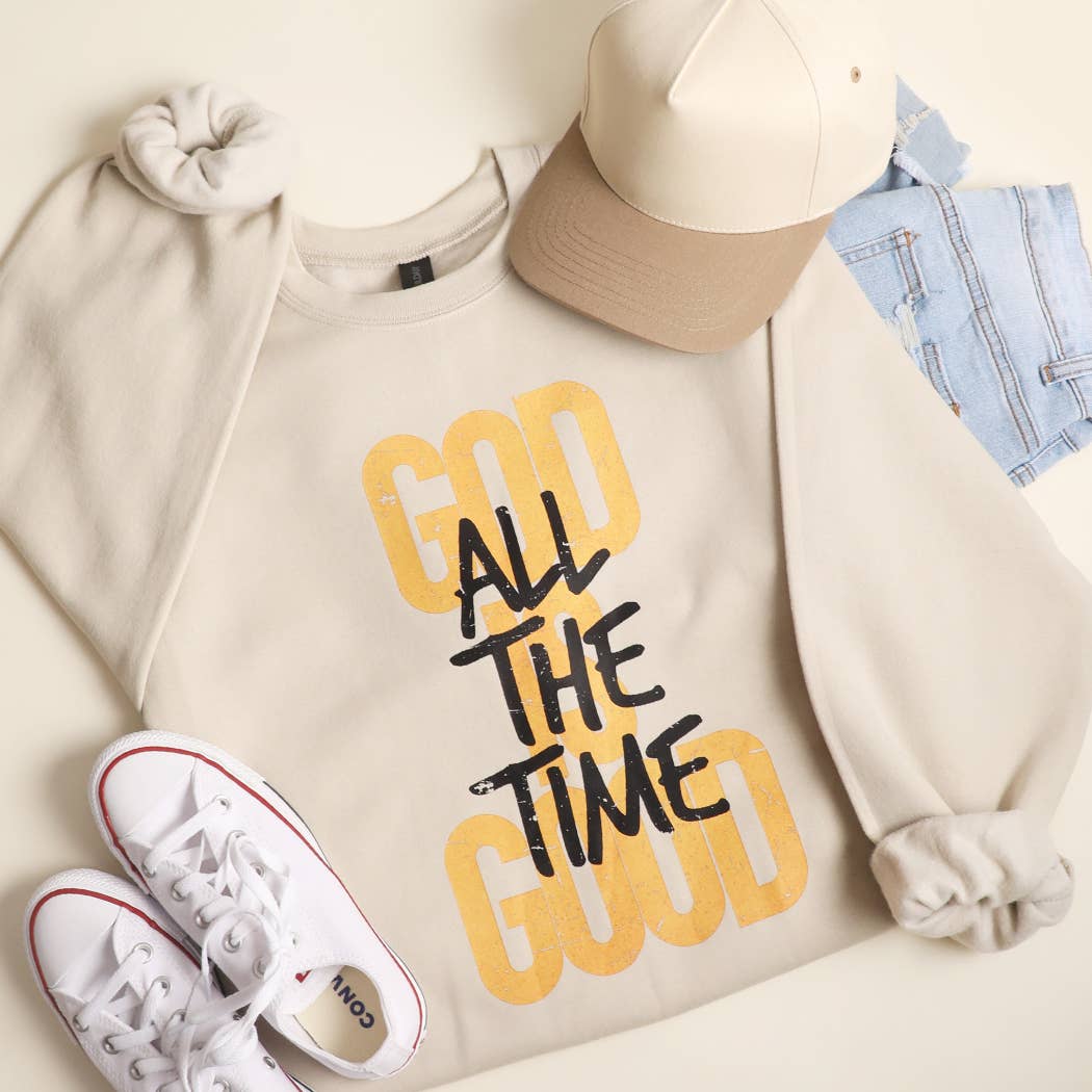 God Is Good All the Time Vintage Distressed Sweatshirt T-Shirts, Hoodie | PodTeesHub.com