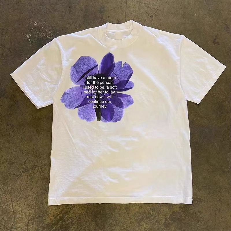 Vintage White Casual Retro Floral Print T Shirt Hoodie, Sweatshirt | PodTeesHub.com