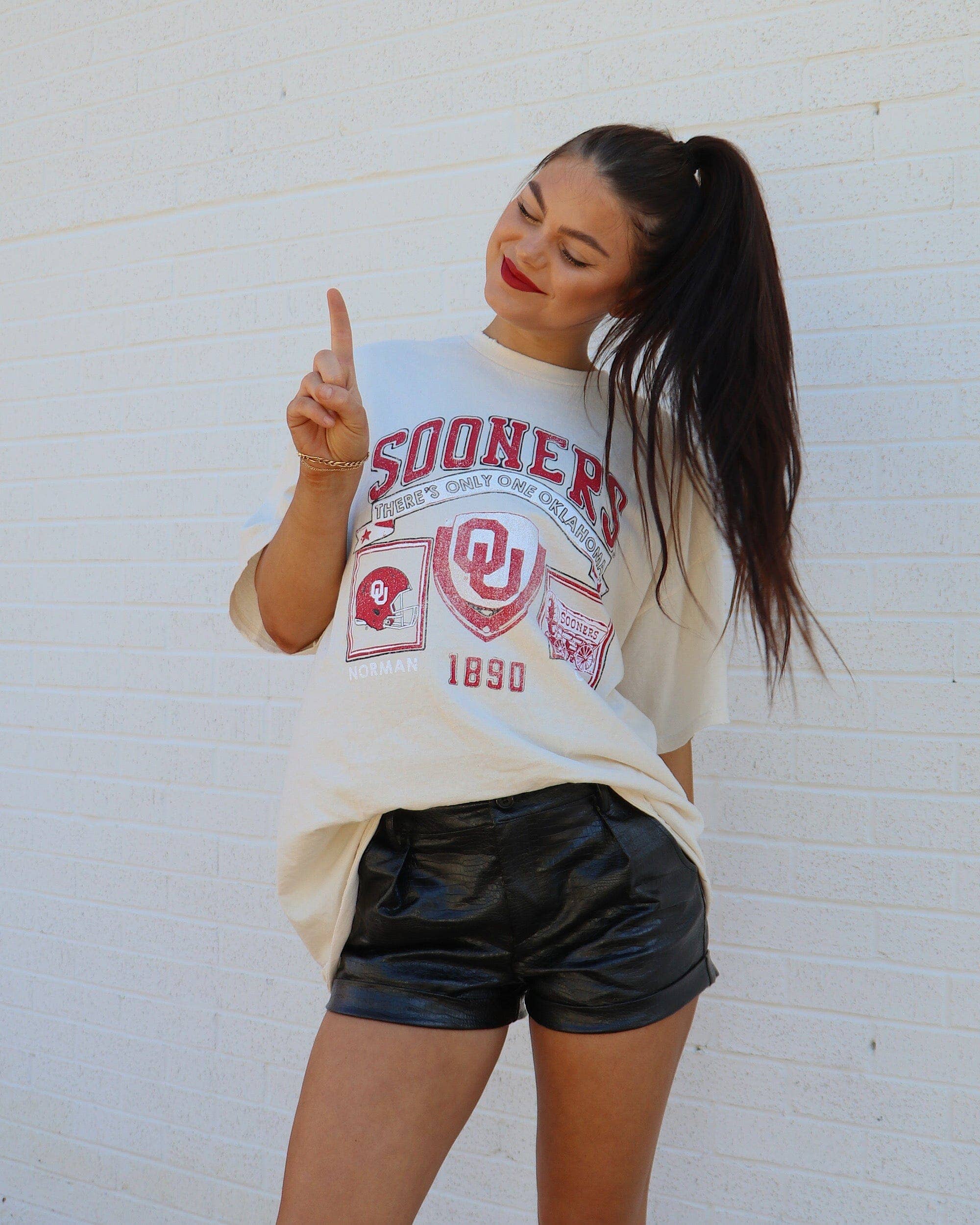 Ou Oklahoma Sooners Prep Patch Off White Thrifted Tee Hoodie, Sweatshirt | PodTeesHub.com