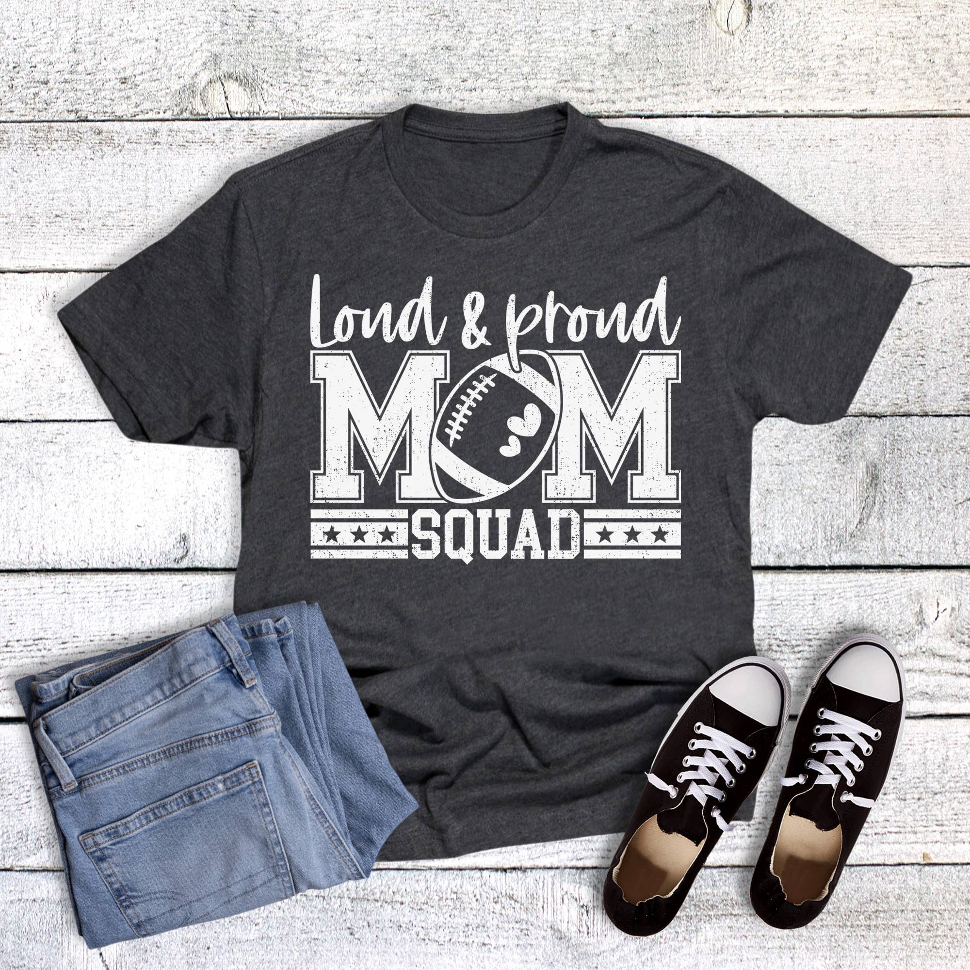 Loud Proud Football Mom Squad Graphic Tee Hoodie, Sweatshirt | PodTeesHub.com