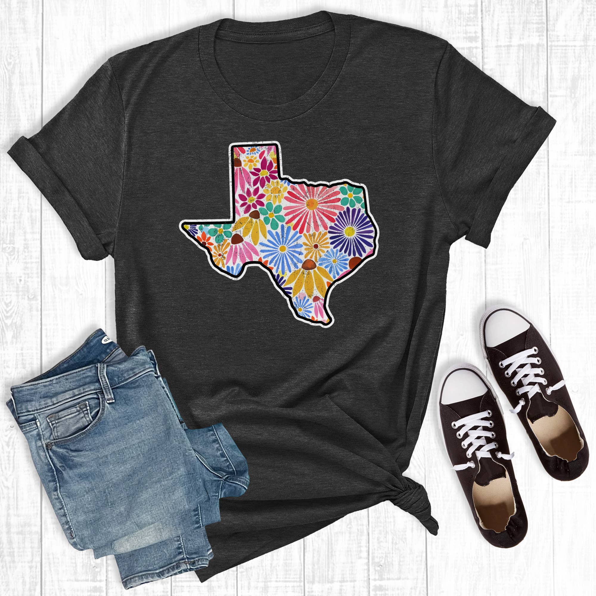 Retro Floral Texas Graphic Tee Hoodie, Sweatshirt | PodTeesHub.com