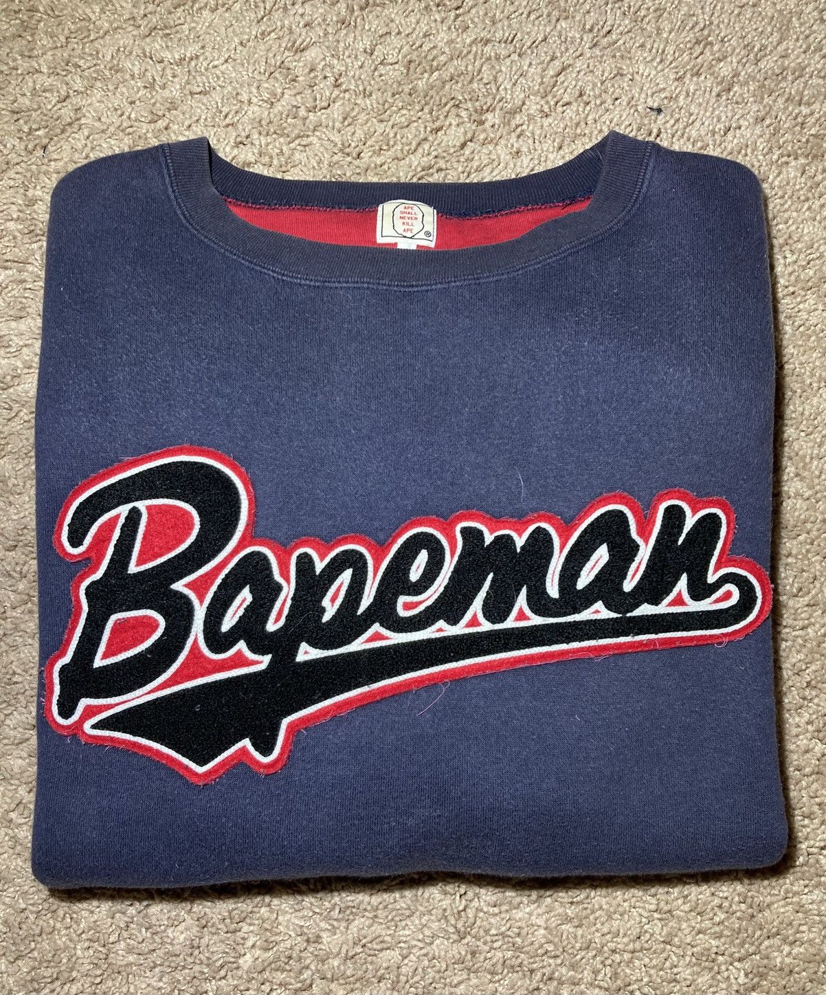 2006 Bape Bapeman Superman Script Varsity Logo Sweat Comics T-Shirts, Hoodie, Sweatshirt | PodTeesHub.com