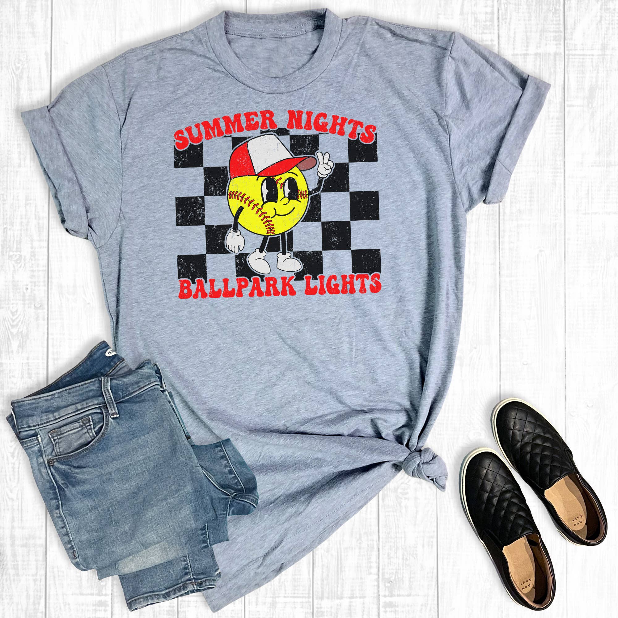 Retro Summer Nights Ball Park Lights Softball Graphic Tee Hoodie, Sweatshirt | PodTeesHub.com