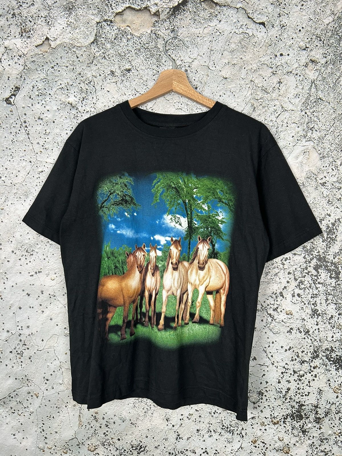 Vintage 90s Horses Animal Graphic Tee Alternative Archival Hoodie, Sweatshirt | PodTeesHub.com