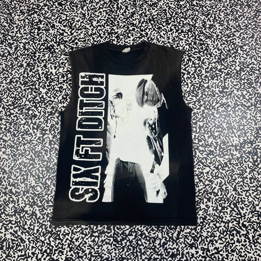 Band Tees Vintage 00s Six Ft Ditch Band Rock Metal Faded Sleeveless Hoodie, Sweatshirt | PodTeesHub.com