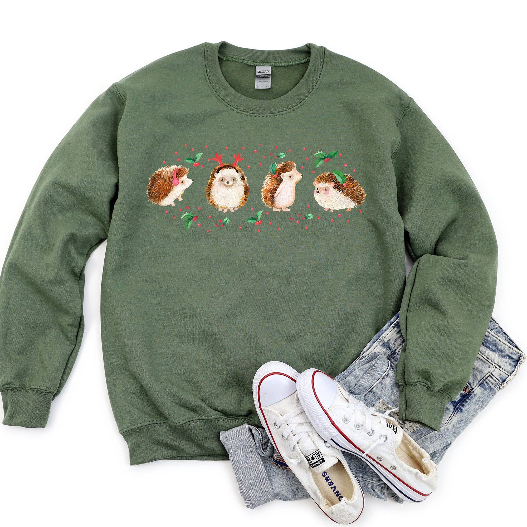 Christmas Hedgehog Adorable Sweatshirt T-Shirts, Hoodie | PodTeesHub.com