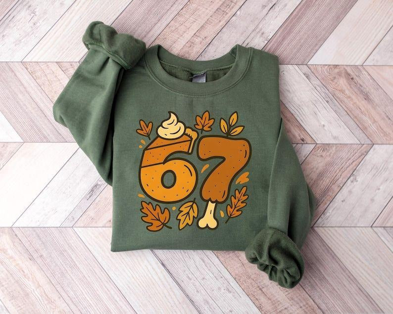 6 7 Meme Thanksgiving Turkey Sweatshirt, Thanksgiving Fall Season T-Shirt, 6 7 Couples Shirt, Trendy Shirt, Six Seven,67...