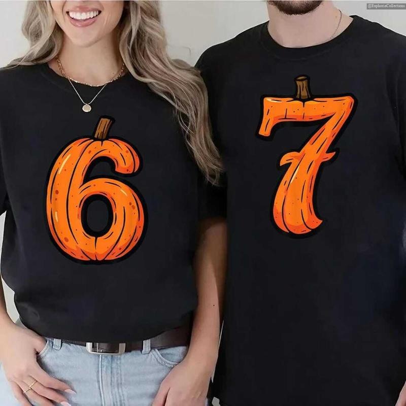 6 7 Pumpkin Sybau Couples Halloween Shirt, Funny Matching Shirt, Trendy Tiktok Costume Shirt, 67 Trend, Six Seven Shirt ,...