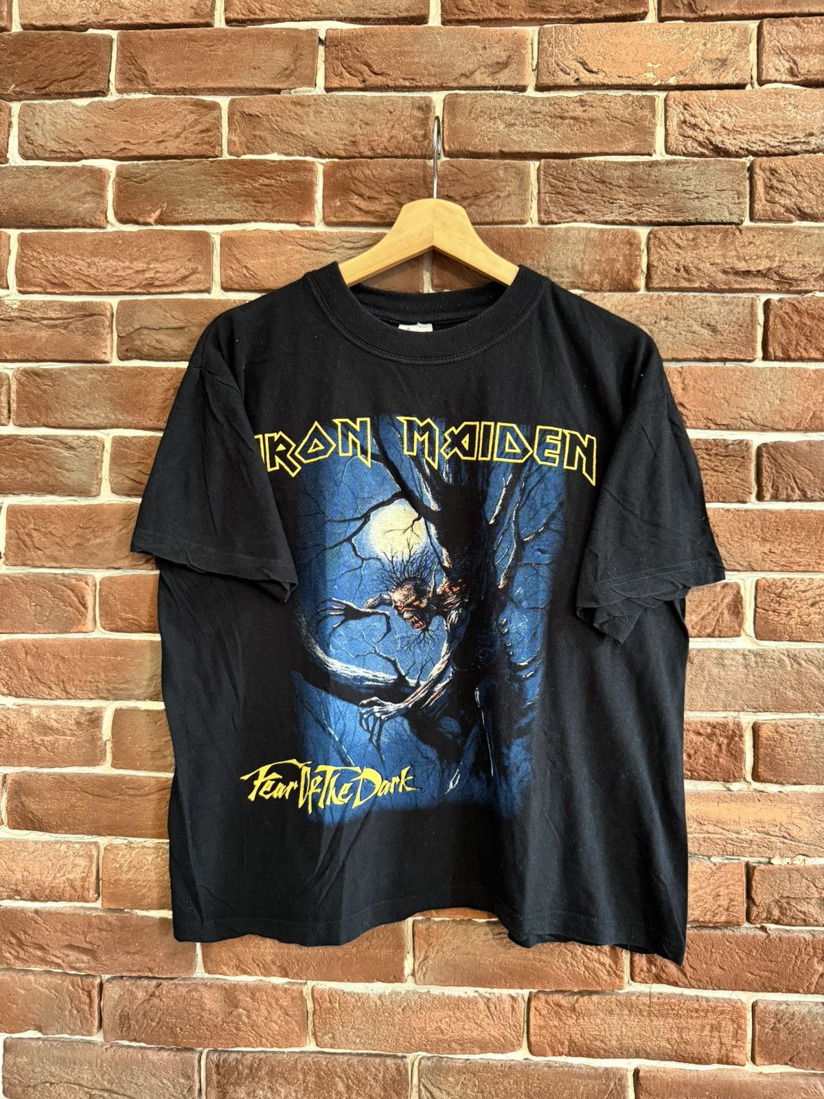Iron Maiden X Vintage Vintage 90s Iron Maiden Fear The Dark Washed Metal Band Tee Hoodie, Sweatshirt | PodTeesHub.com