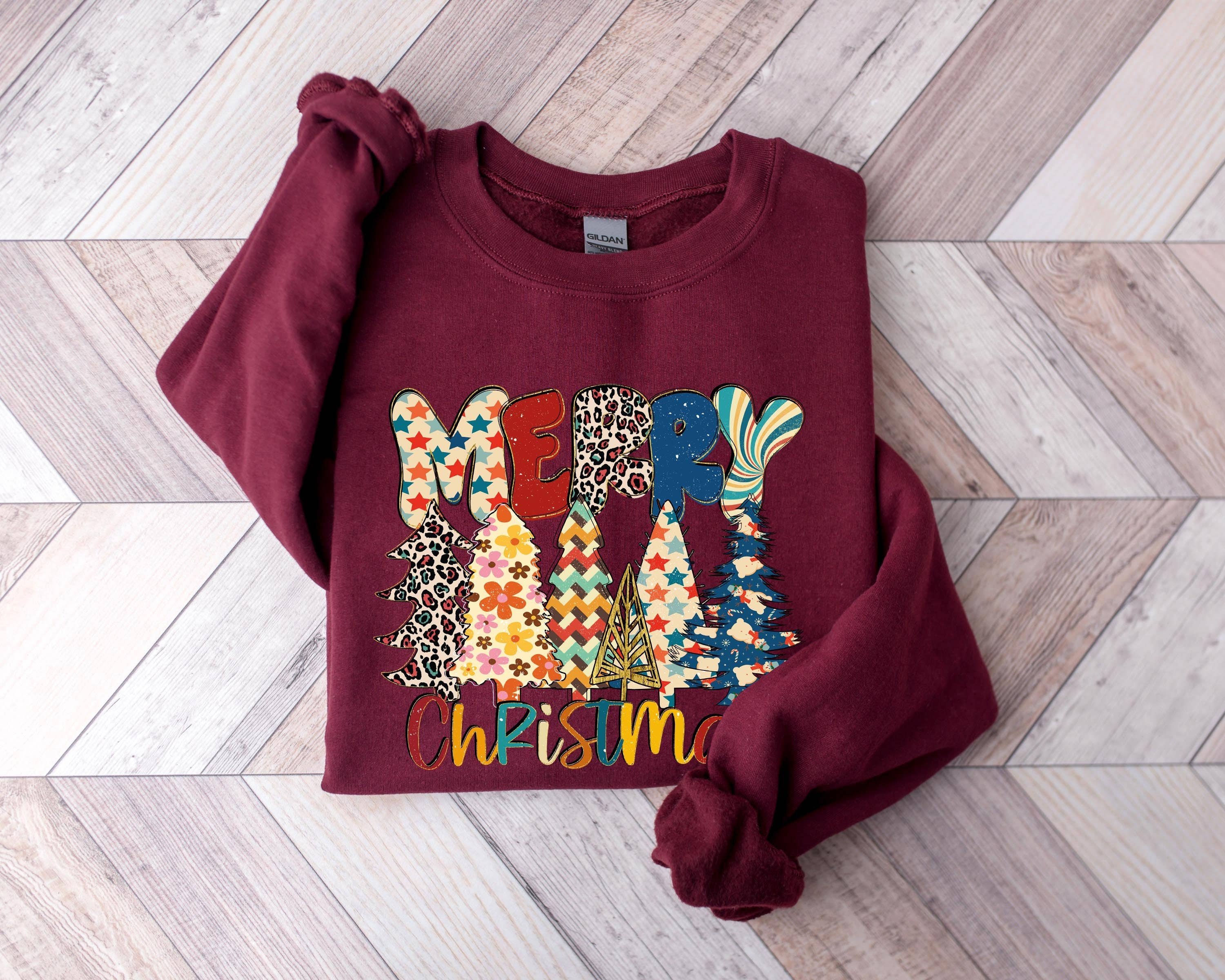 Womens Merry Christmas Sweatshirt - Holiday Gift For Her T-Shirts, Hoodie | PodTeesHub.com