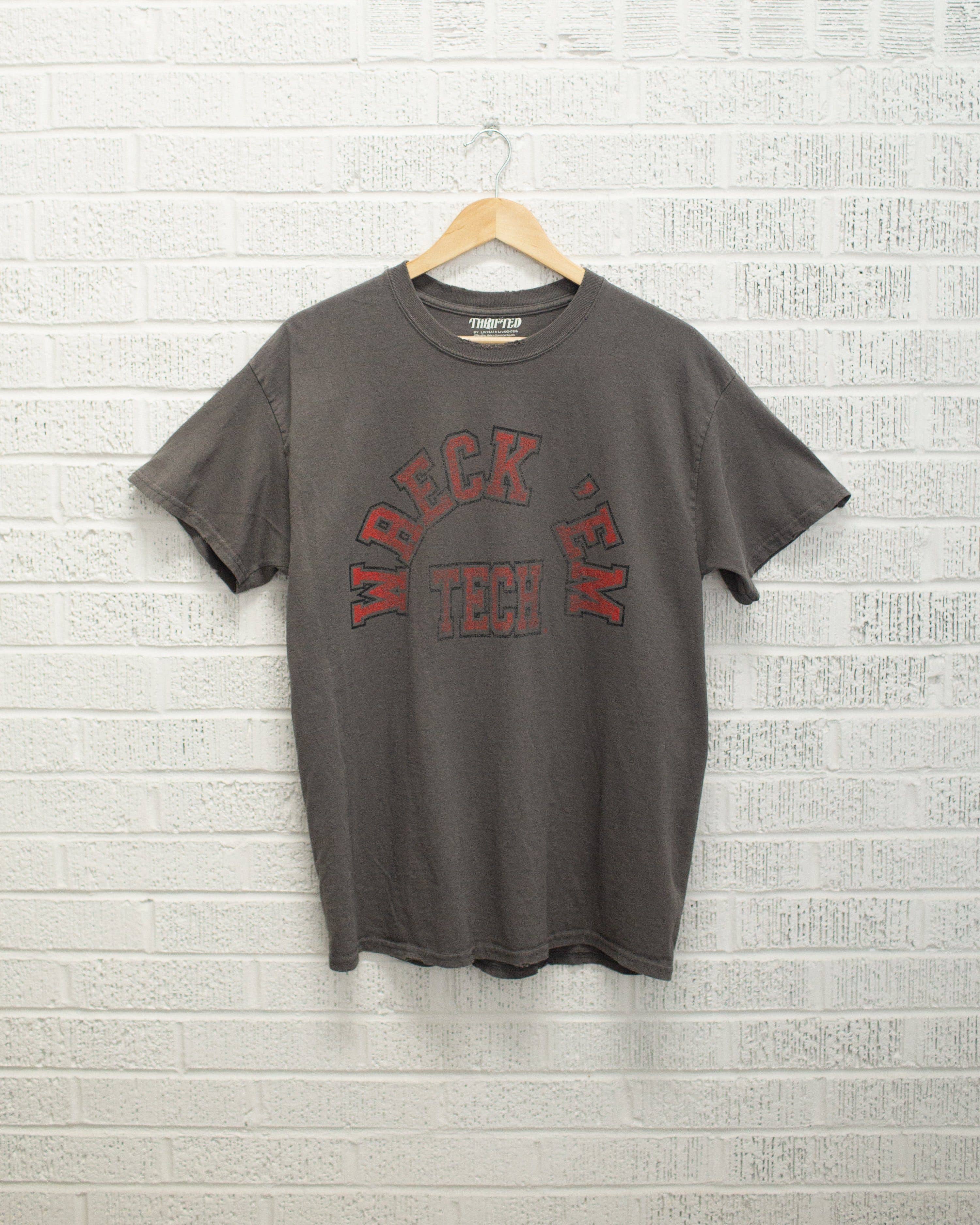 Texas Tech Red Raiders Mega Arch Charcoal Thrifted Tee Hoodie, Sweatshirt | PodTeesHub.com