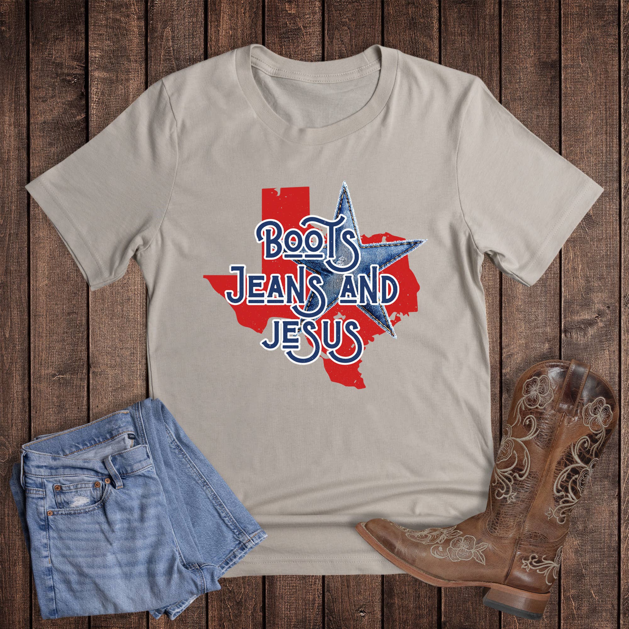 Western Boots Jeans Jesus Texas Graphic Tee Hoodie, Sweatshirt | PodTeesHub.com